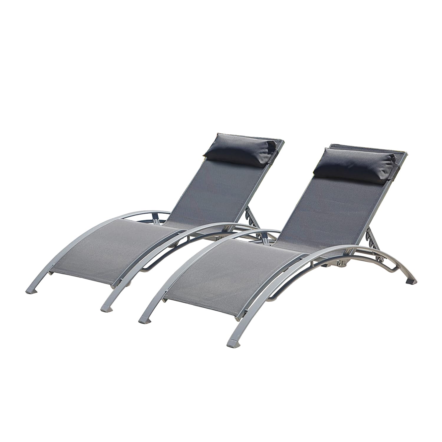 Dark Grey Pool Lounge Chairs - Set of 2 for Outdoor Relaxation
