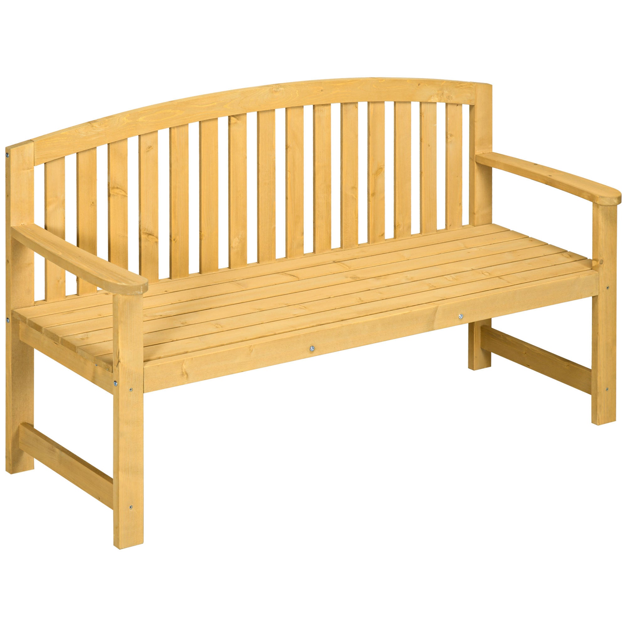 Outsunny 56" Outdoor Wood Garden Bench 2-Seater Patio Park Seat Natural