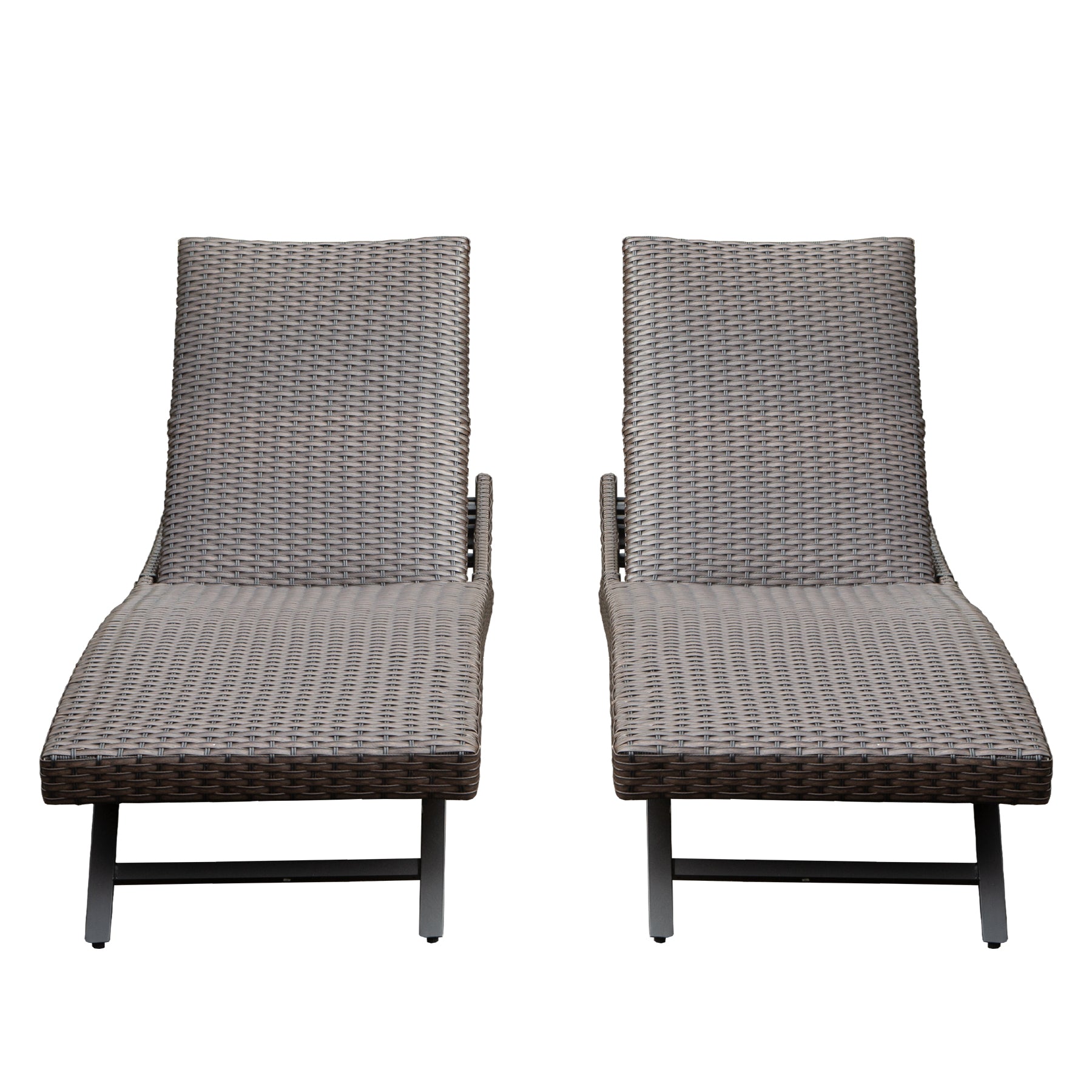 Luxury 2-Piece Aluminum Wicker Outdoor Chaise Lounge Set with Cushions