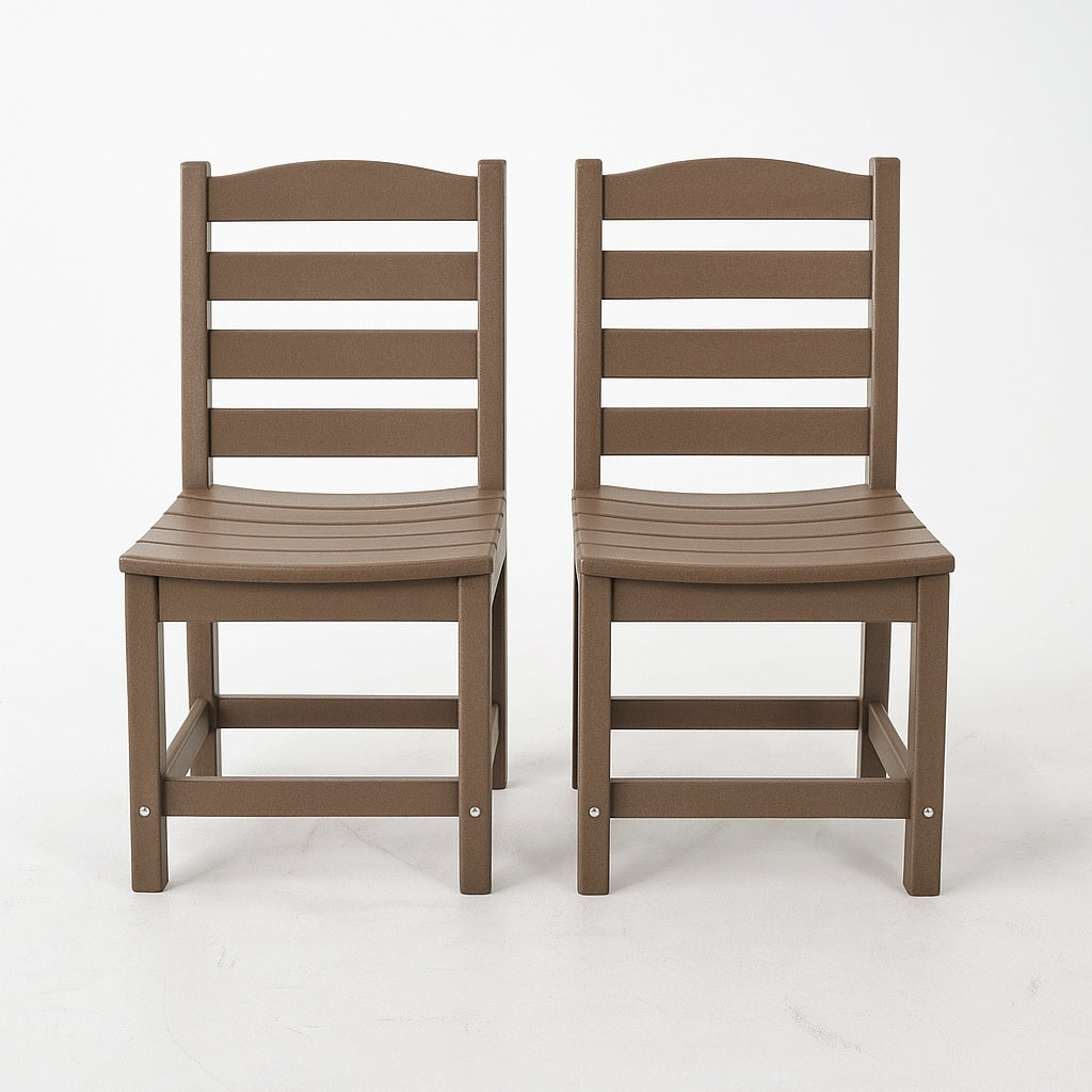 Wooden Armless Outdoor Chairs - HDPE Set of 2