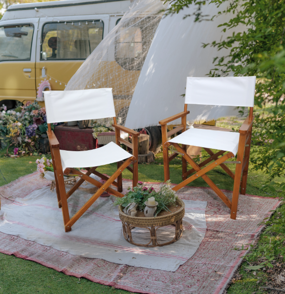 White Wooden Folding Director Chairs (2-Pack)