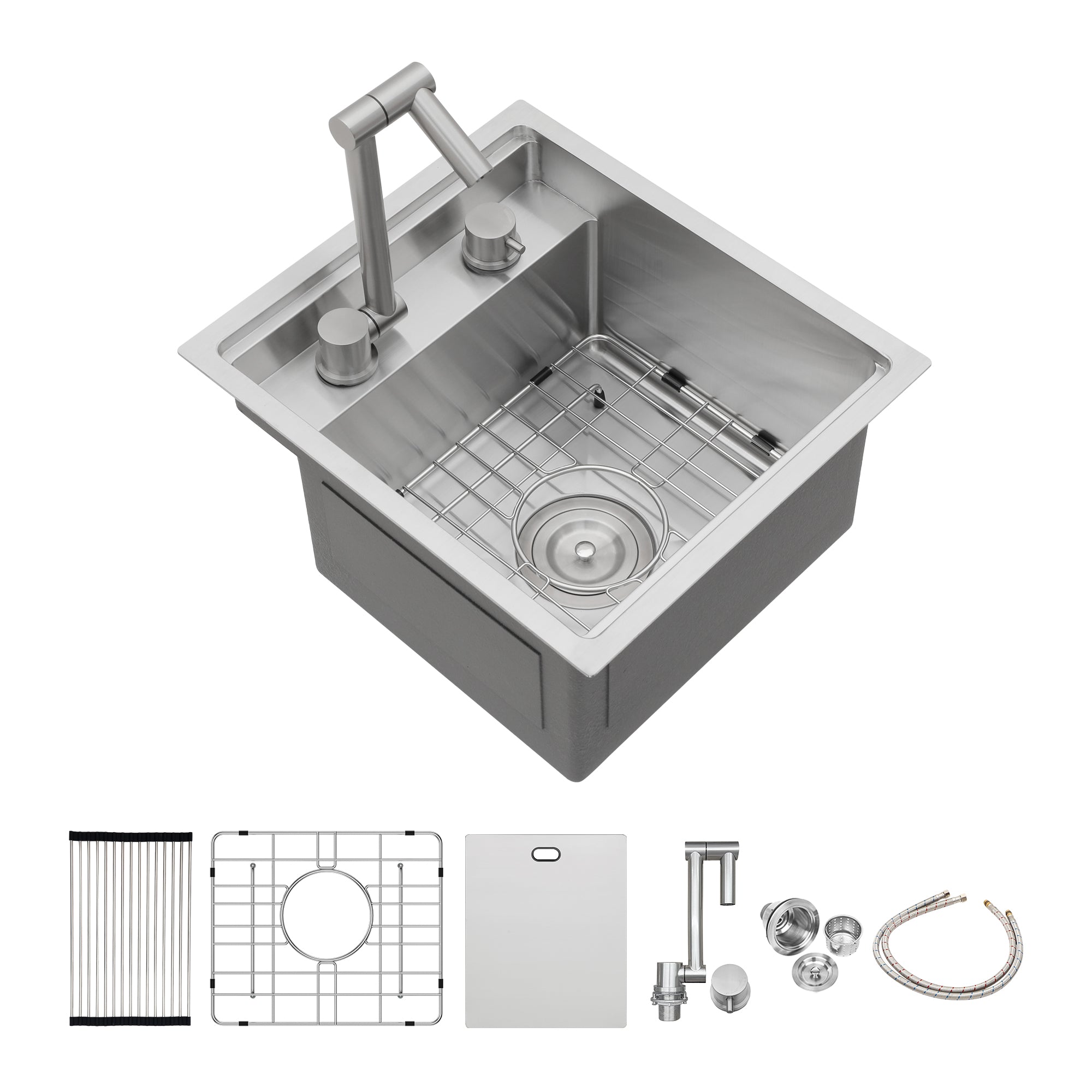 15" Undermount Bar Sink: Folding Faucet, 16 Gauge