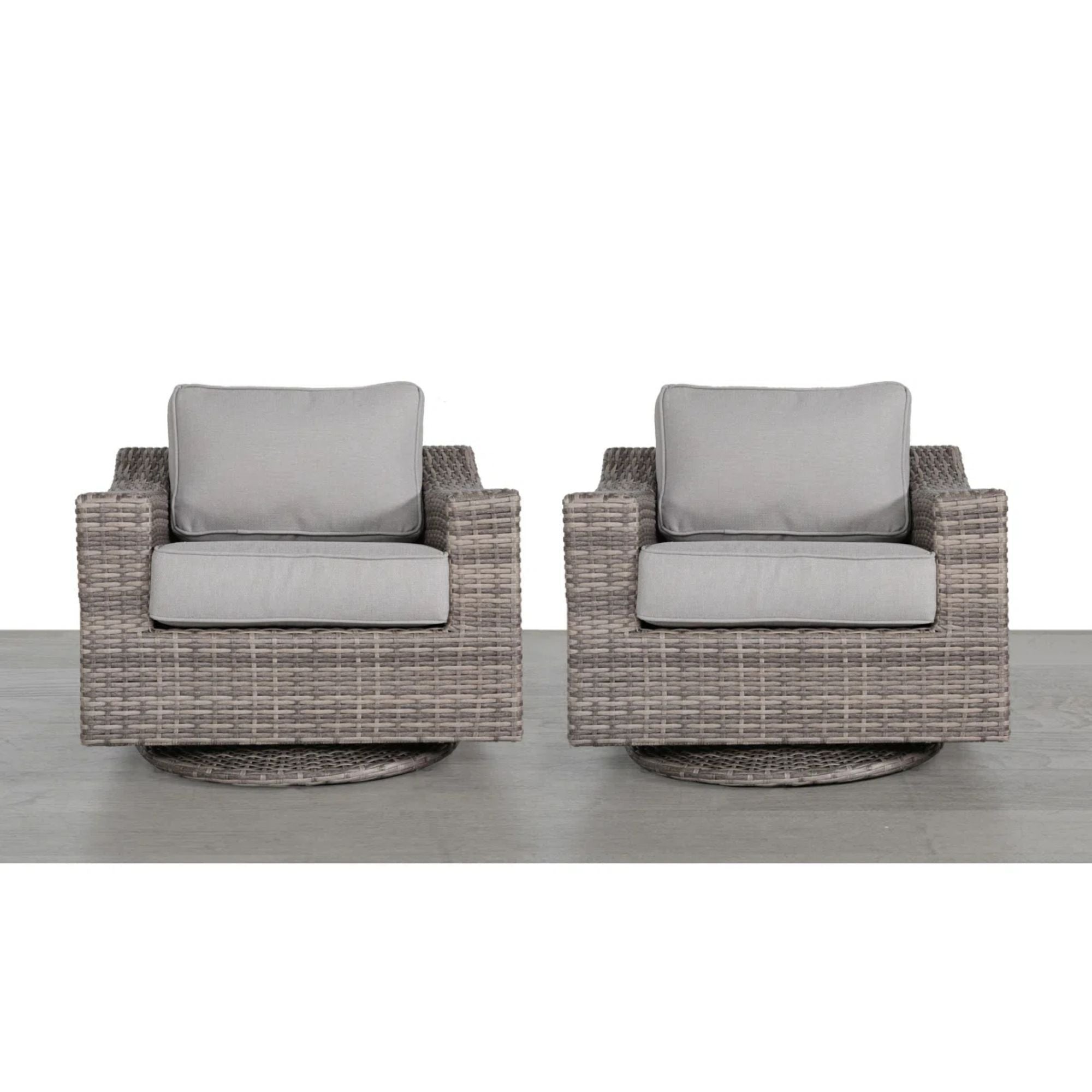Elegant Fully Assembled Grey Wicker Swivel Patio Chair, Rust-Resistant