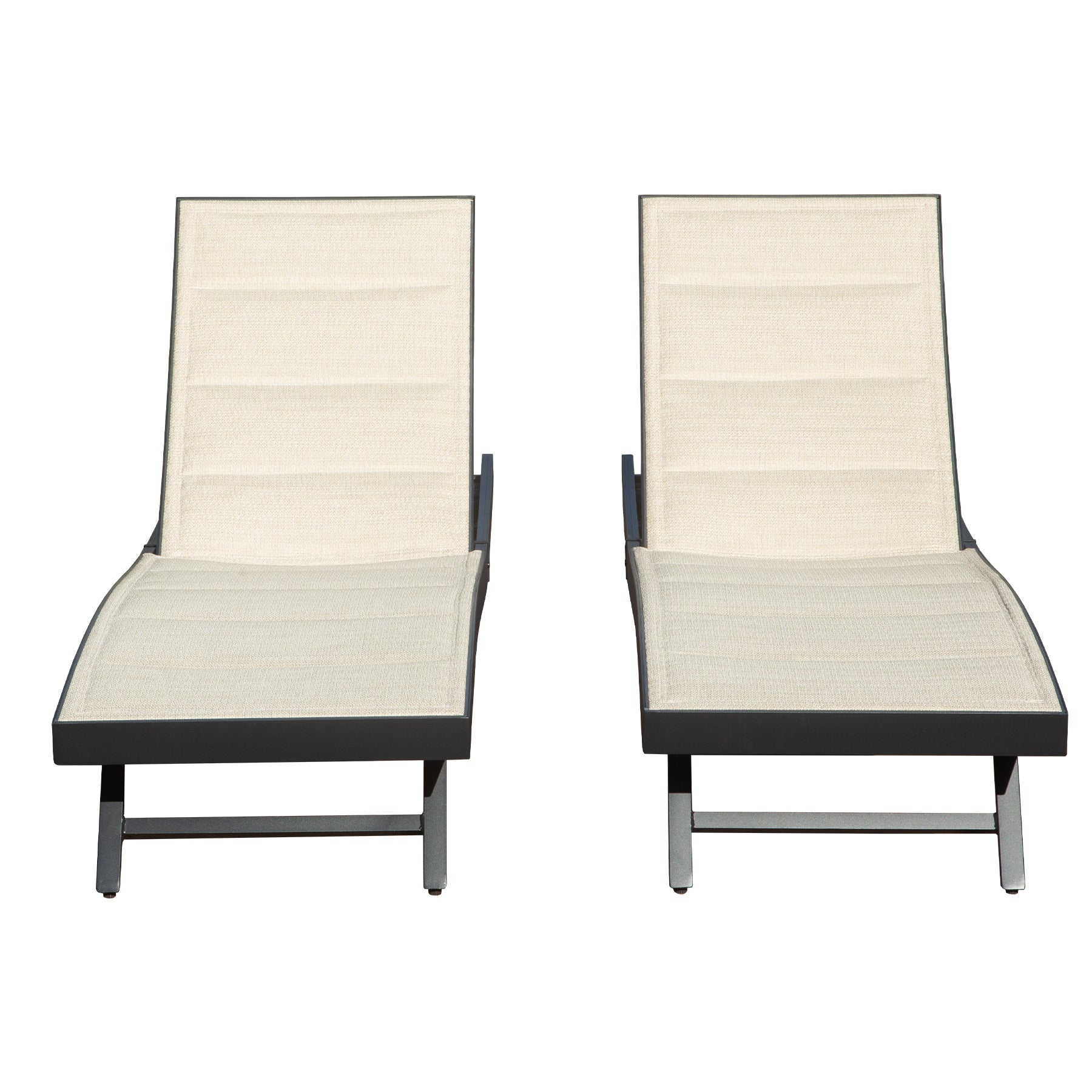 Patio Chaise Lounge Set of 2: Adjustable Outdoor Pool Loungers