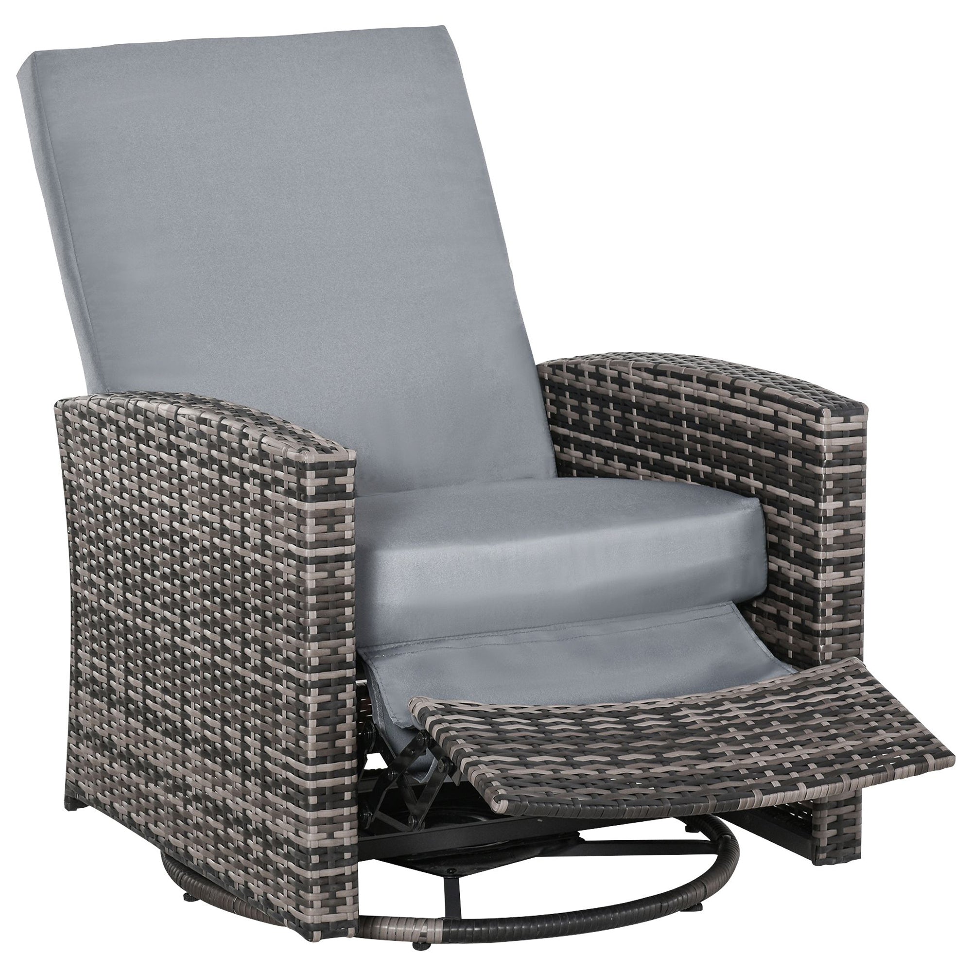 Outsunny Gray Wicker Swivel Recliner Chair: Outdoor Patio Comfort