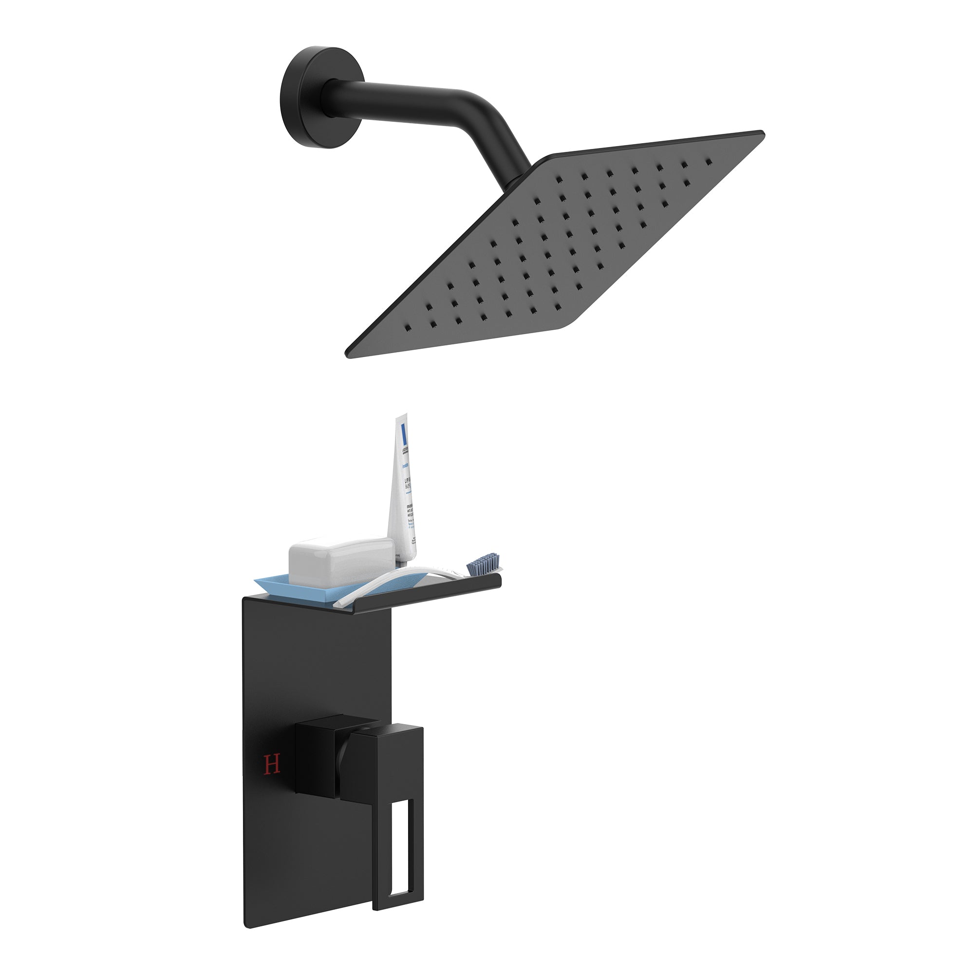 Matte Black Shower Faucet Set w/ 8" Rain Shower