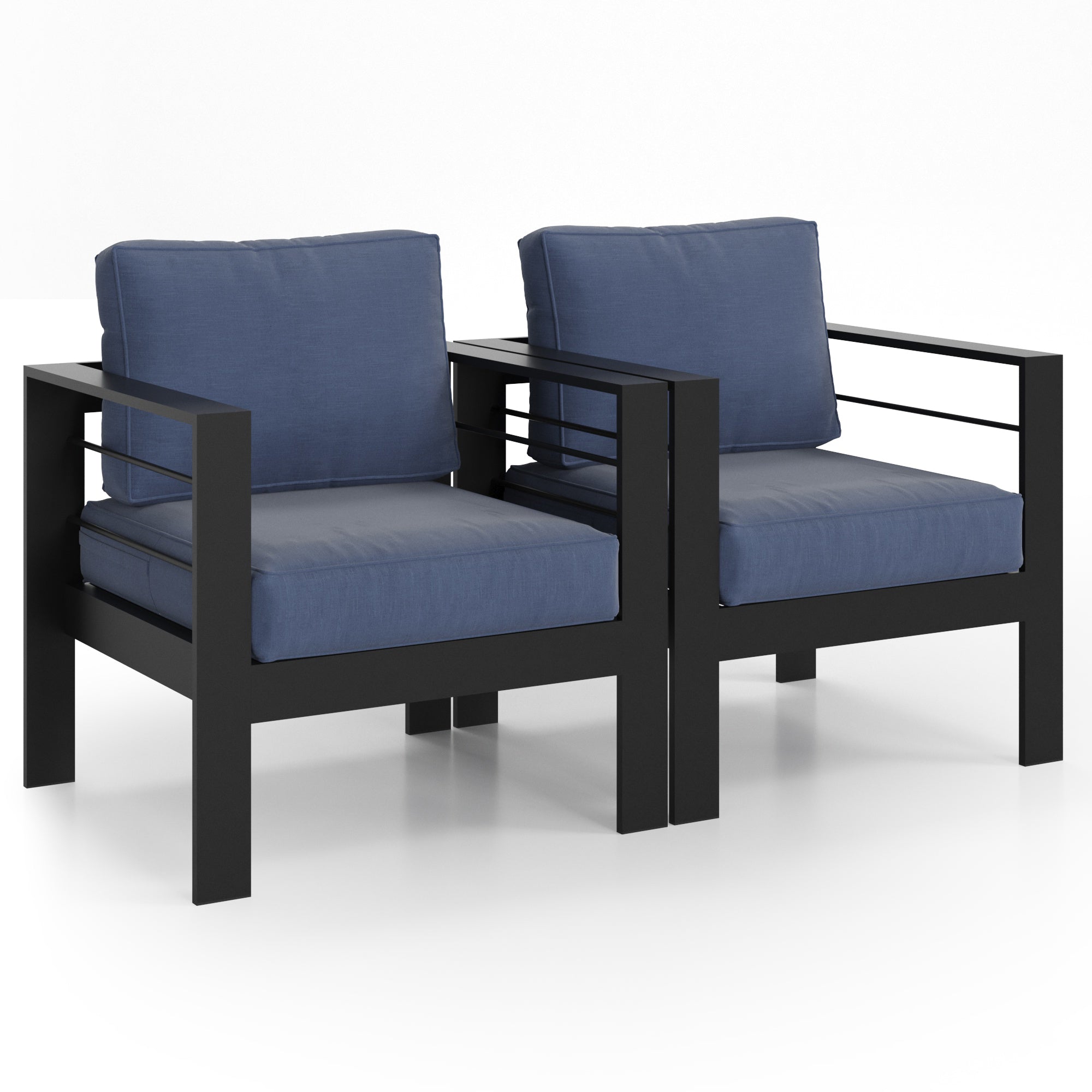 Aluminum Outdoor 2-Pc Patio Sofa Couch - All-Weather Blue