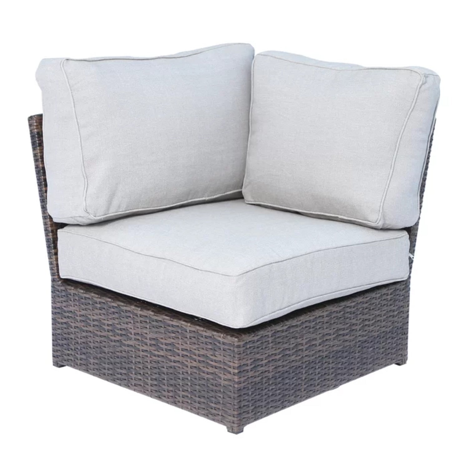 Shick Coastal Style Patio Corner Wedge Chair: Espresso Wicker Cushions