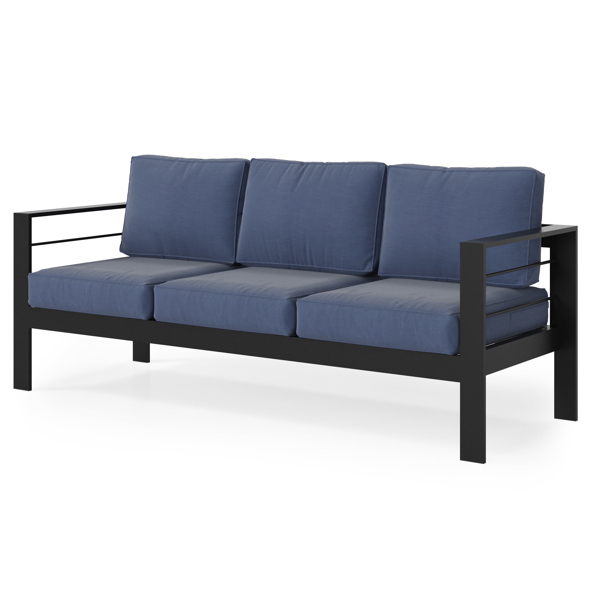 Aluminum Outdoor Patio Sofa 3-Seat, All-Weather w/ Thick Cushions
