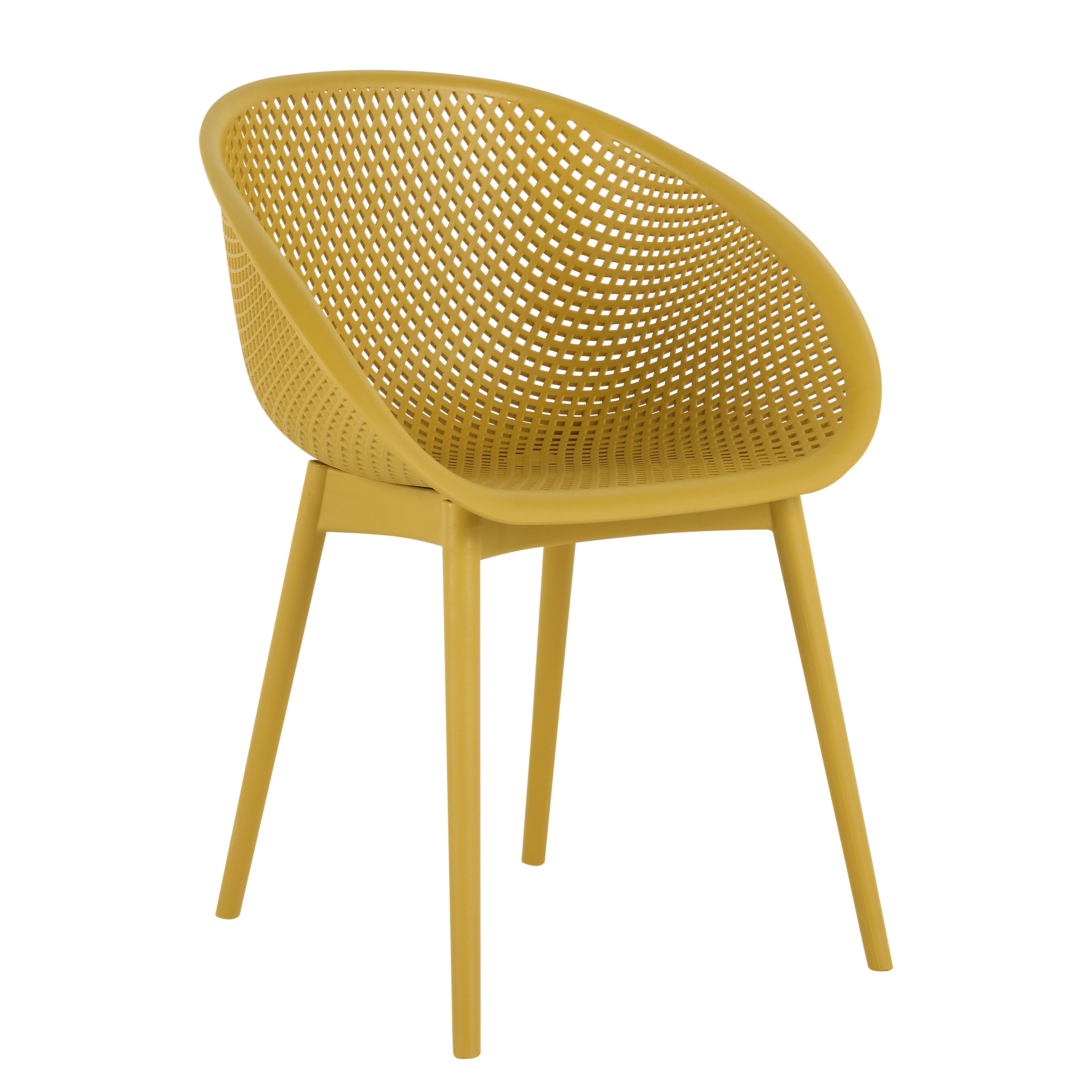 Durable Yellowish Brown Polypropylene Mesh Hollow-Out Single Chair