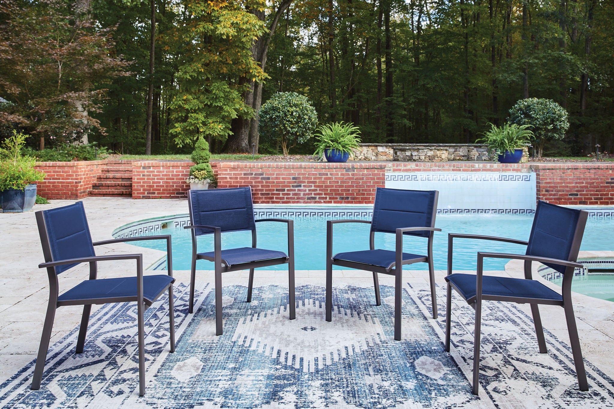 Rocky Creek - Sling Arm Chair (Set of 4) - Blue / Gray