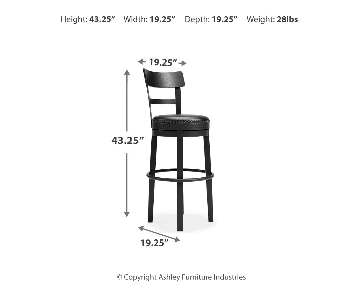 Valebeck - Tall Upholstered Swivel Barstool