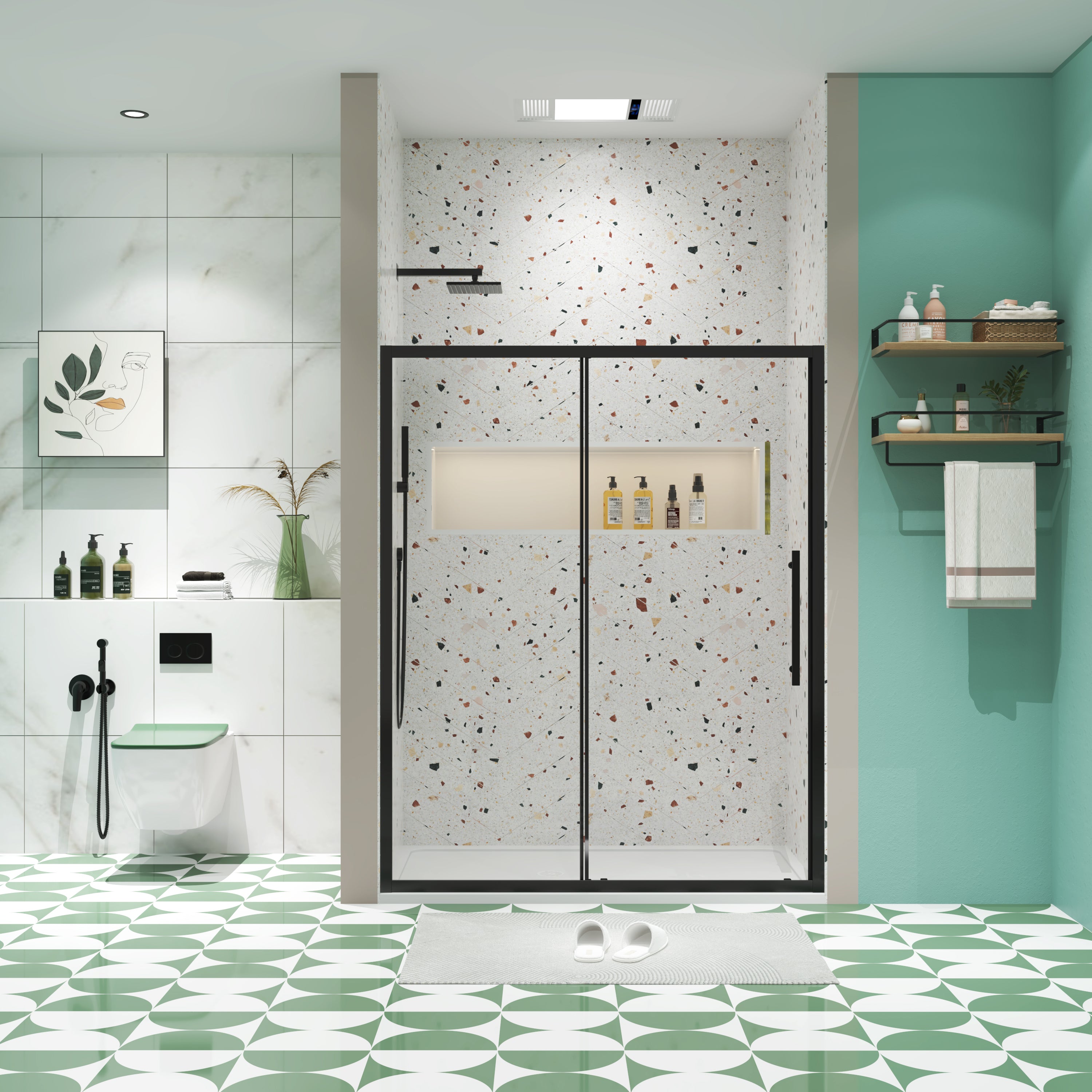 44-48"W x 72"H Sliding Shower Door - Matte Black