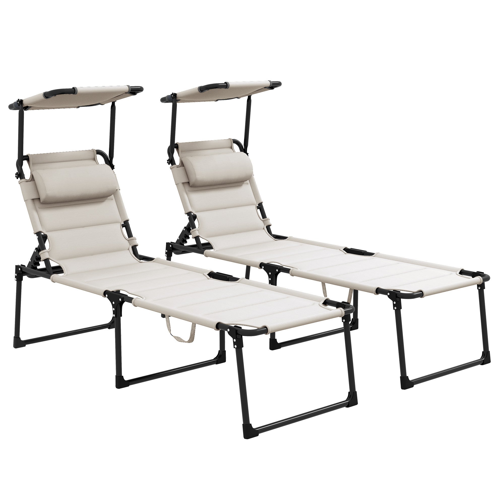 Outsunny Folding Chaise Lounge w/ Sunshade