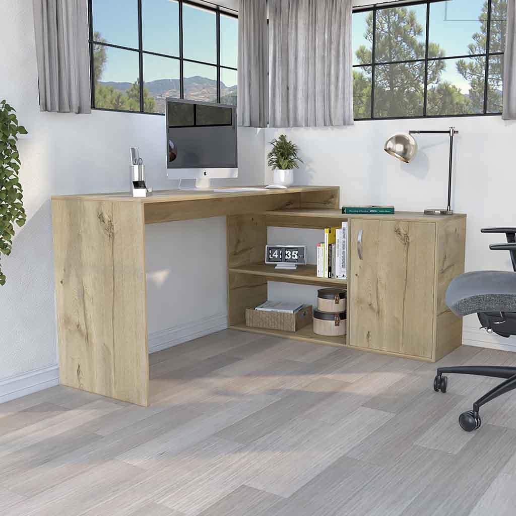 Axis L-Shaped Desk | Modern Computer Desk | Light Oak