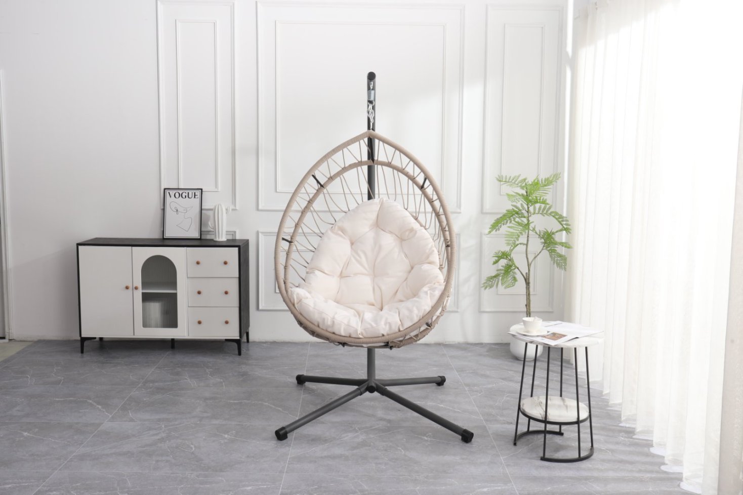 Outdoor Patio Egg Hanging Chair with Stand – Indoor Swing Rocking Hammock