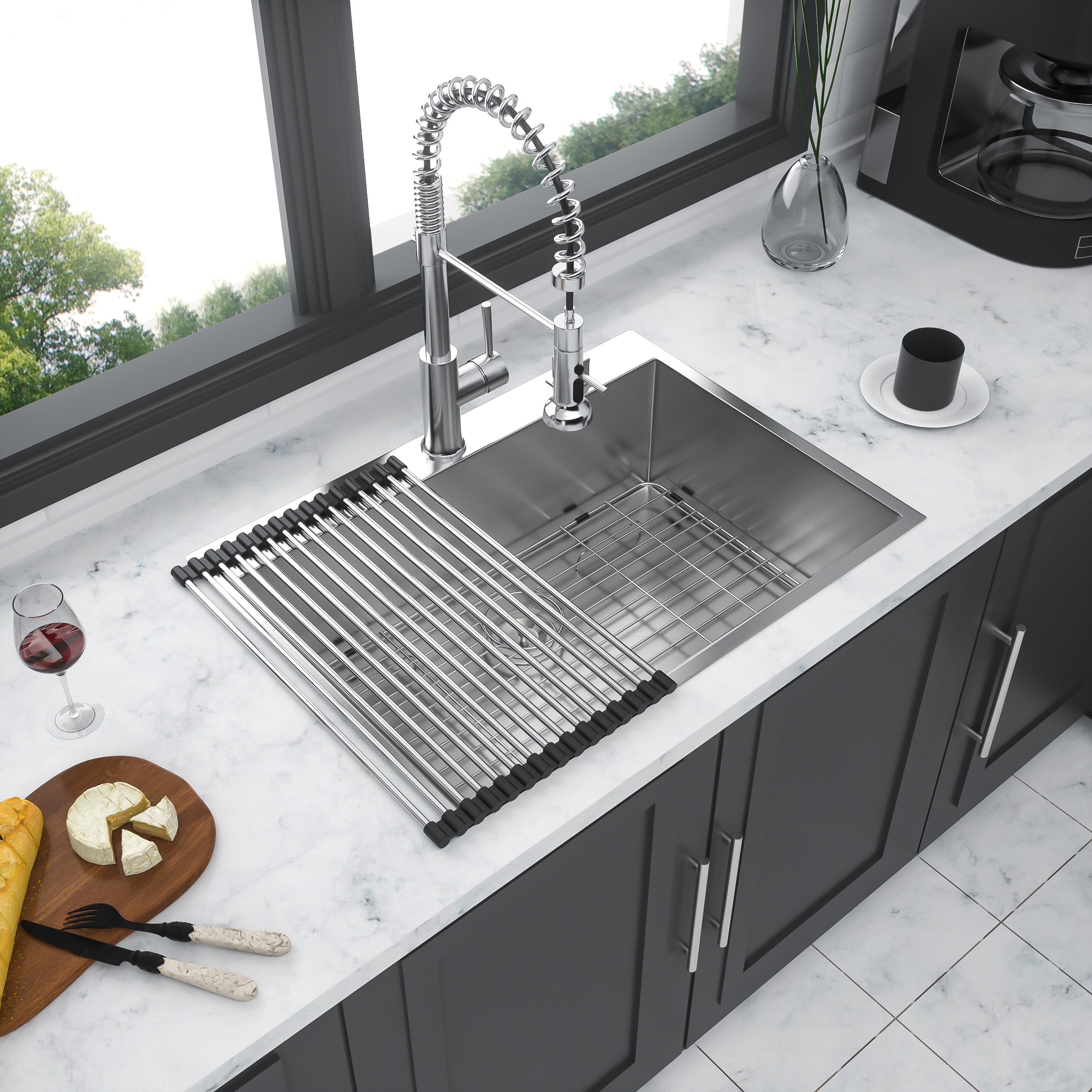 28" Drop-In Kitchen Sink: Stainless Steel