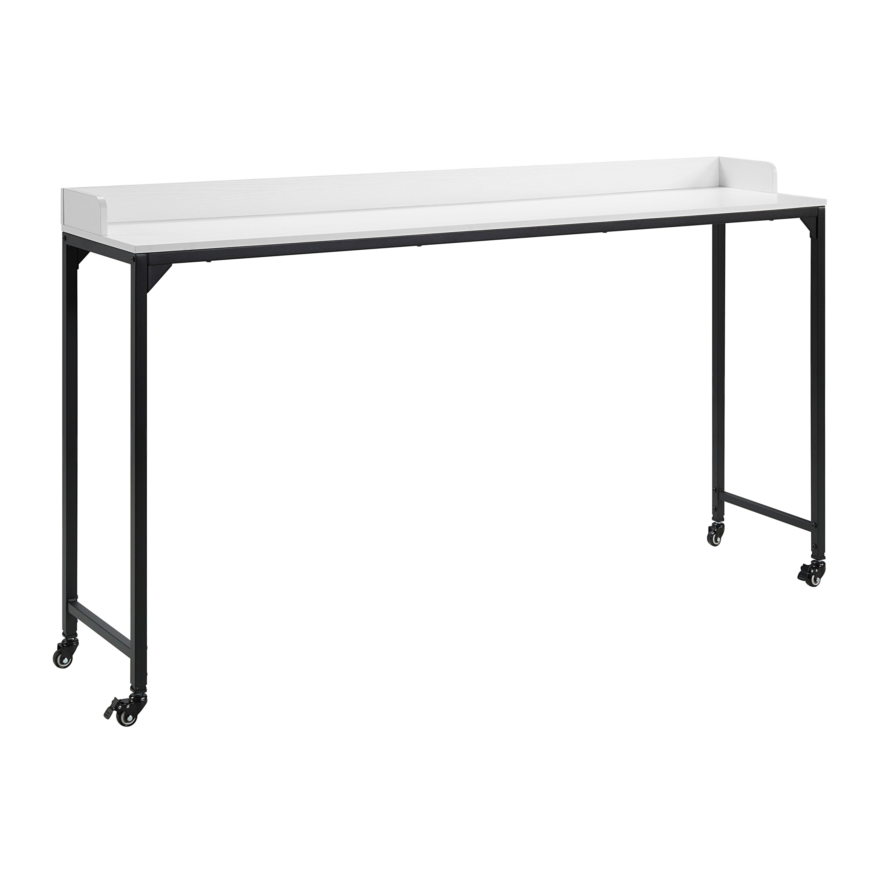 Adjustable Over Bed Desk with Casters, White Finish