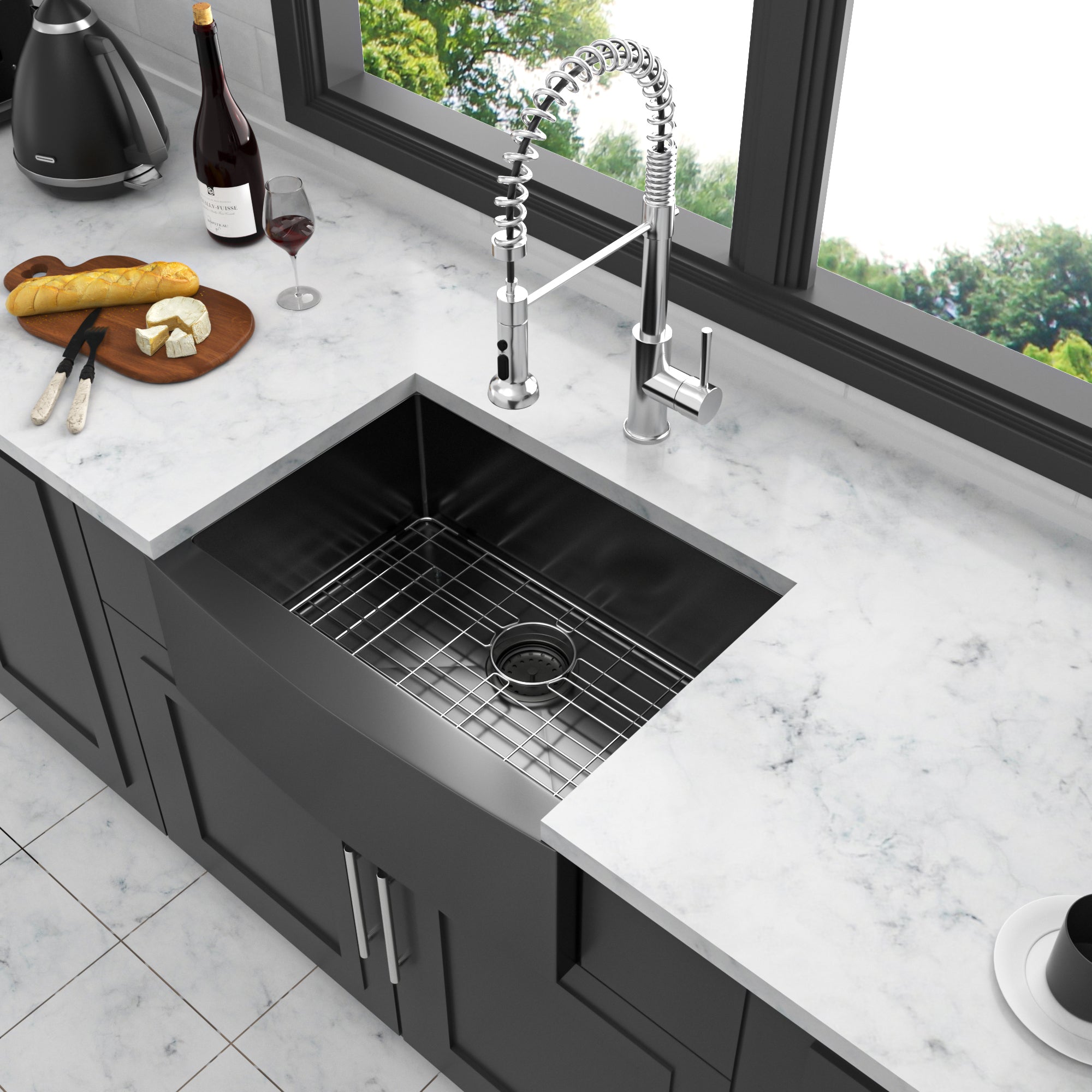 24" Gunmetal Black Farmhouse Kitchen Sink