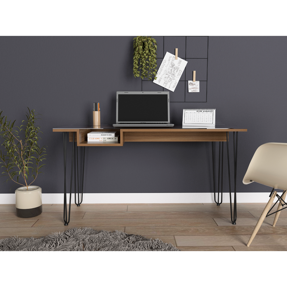 Baxter Mahogany Desk | 1 Shelf, 4 Legs