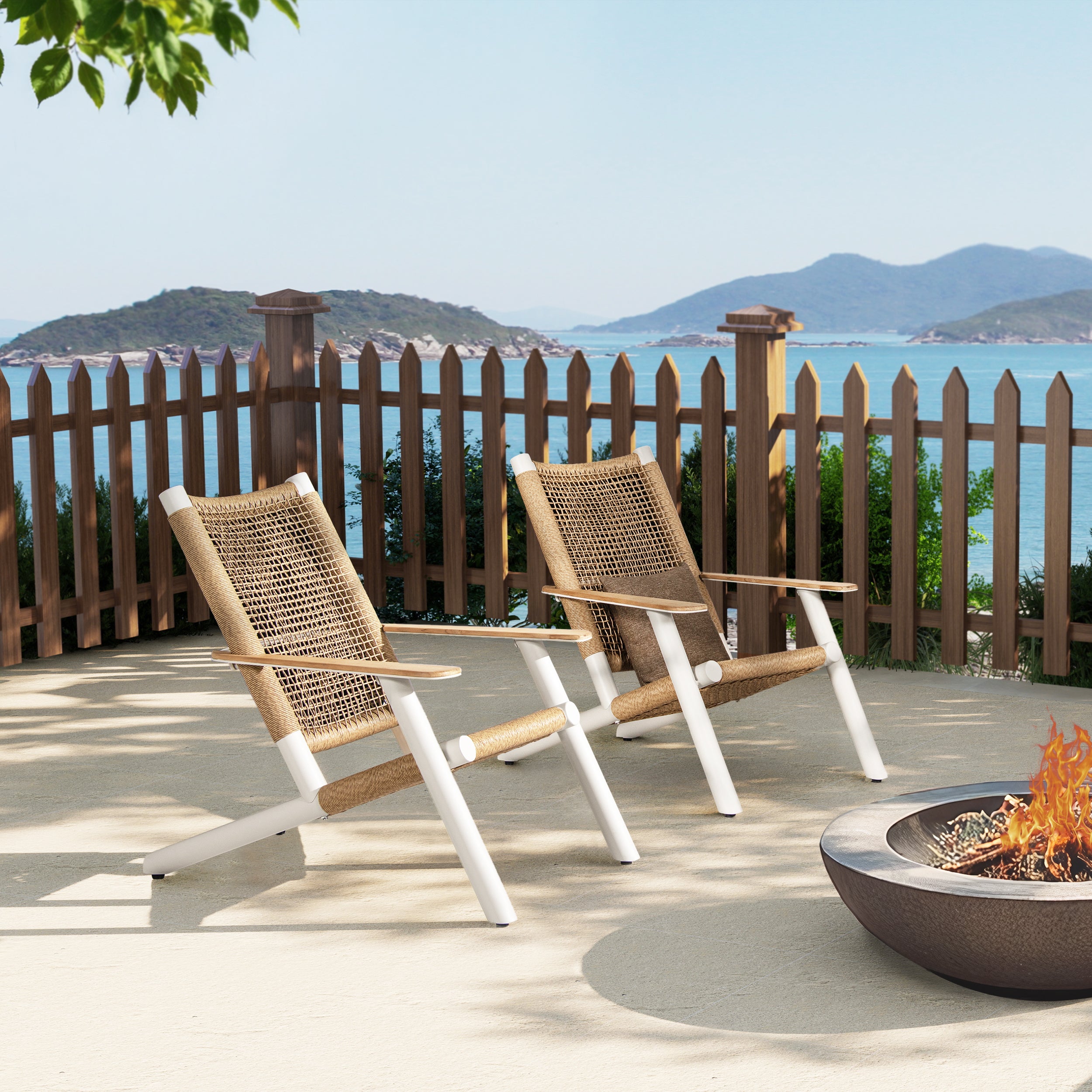 Atlas All-Weather Adirondack Outdoor Wicker Lounge Chair