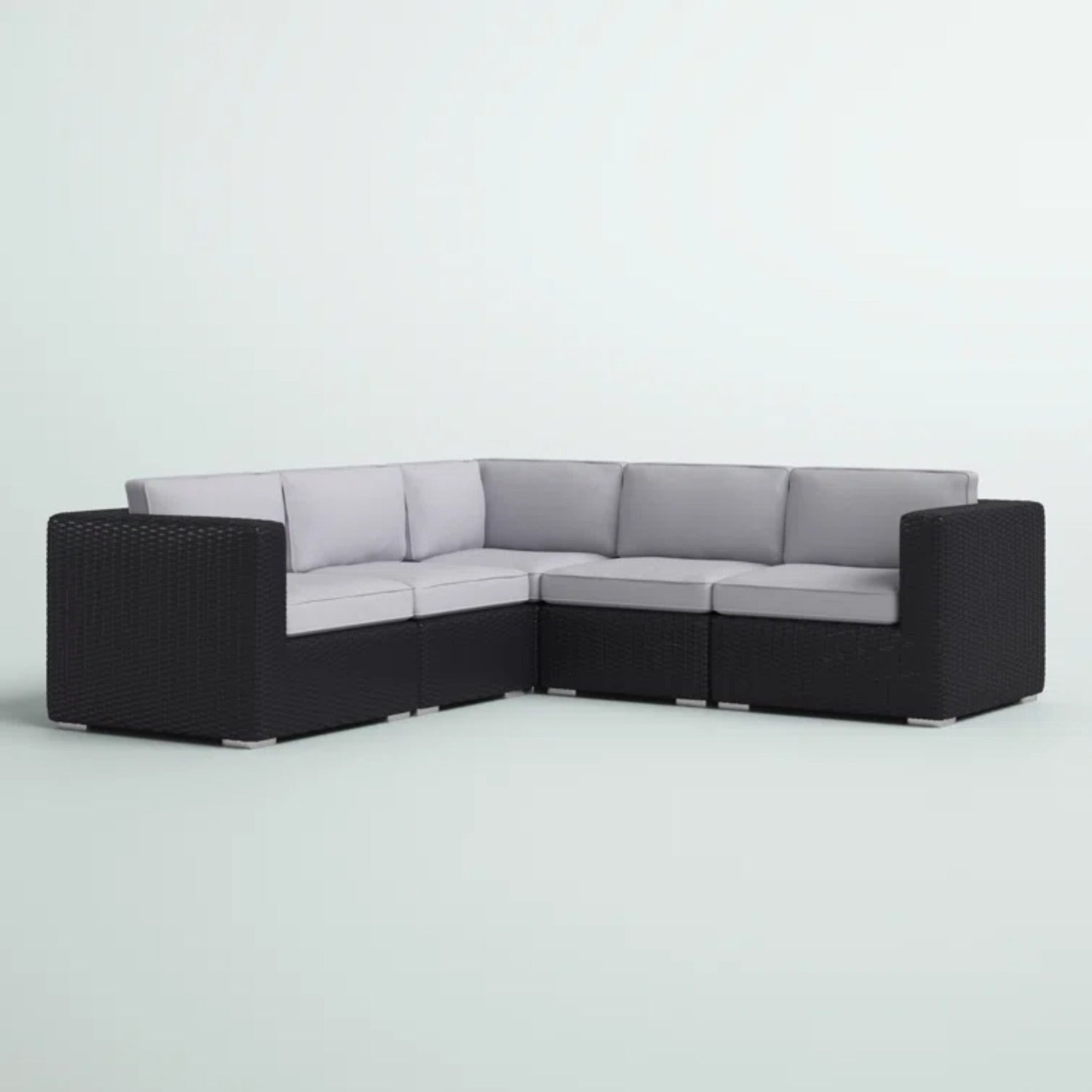 LSI Luxurious 94' Wicker Patio Sectional, Sunbrella Cushions Black