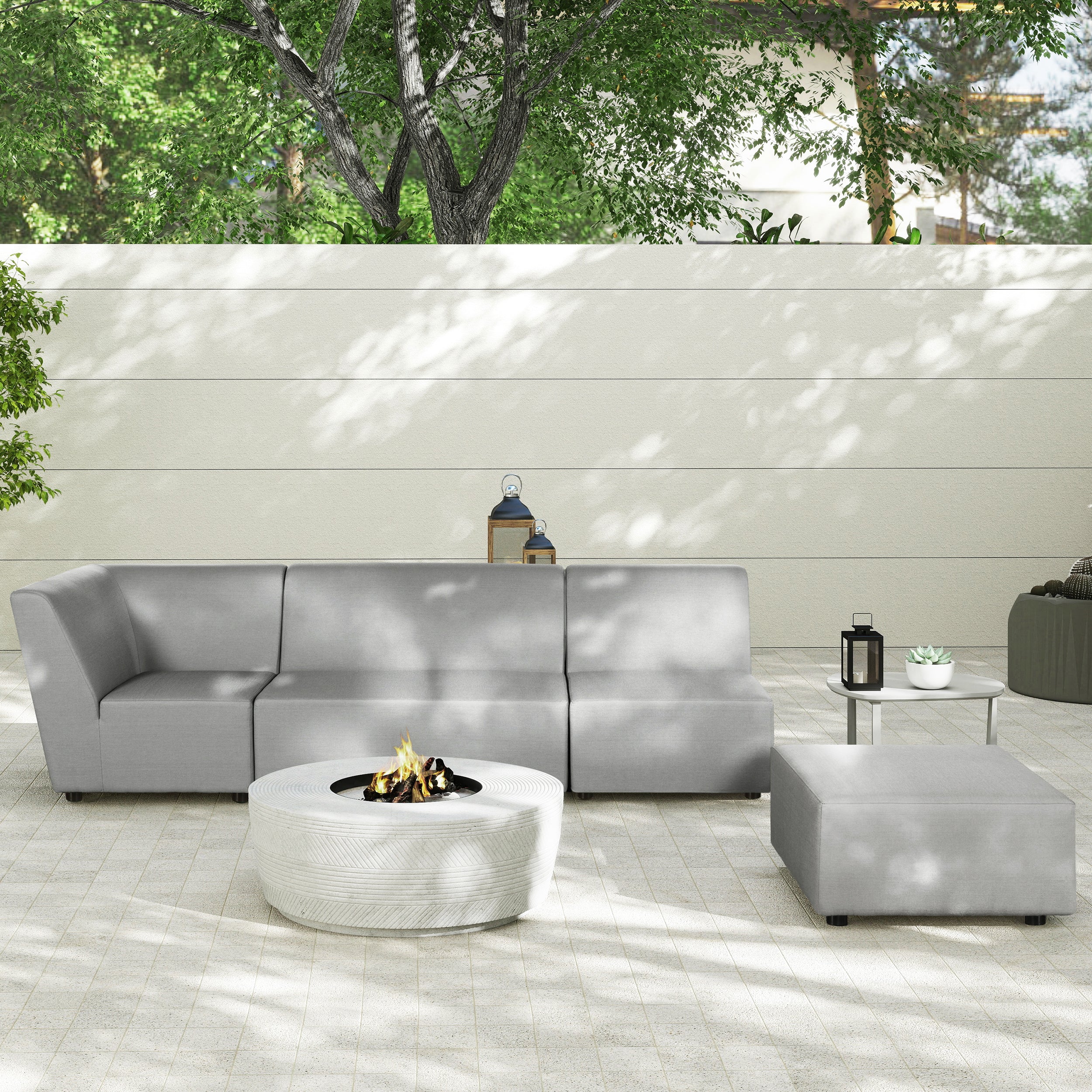 Cleo 34' Modular Deep Seating Patio Corner Chair, Light Gray