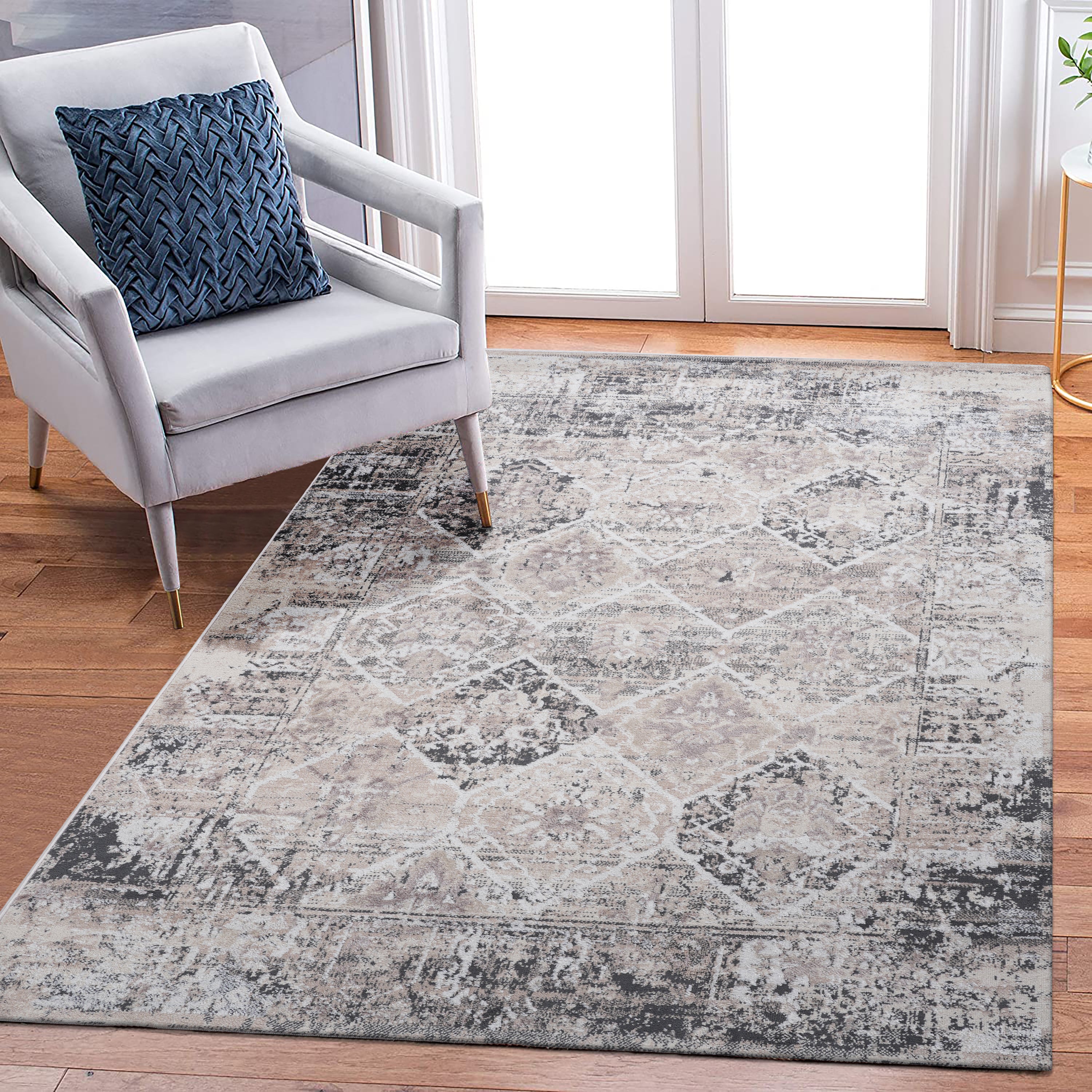 NAAR PAYAS Rug: 6x9 Cream/Anthracite