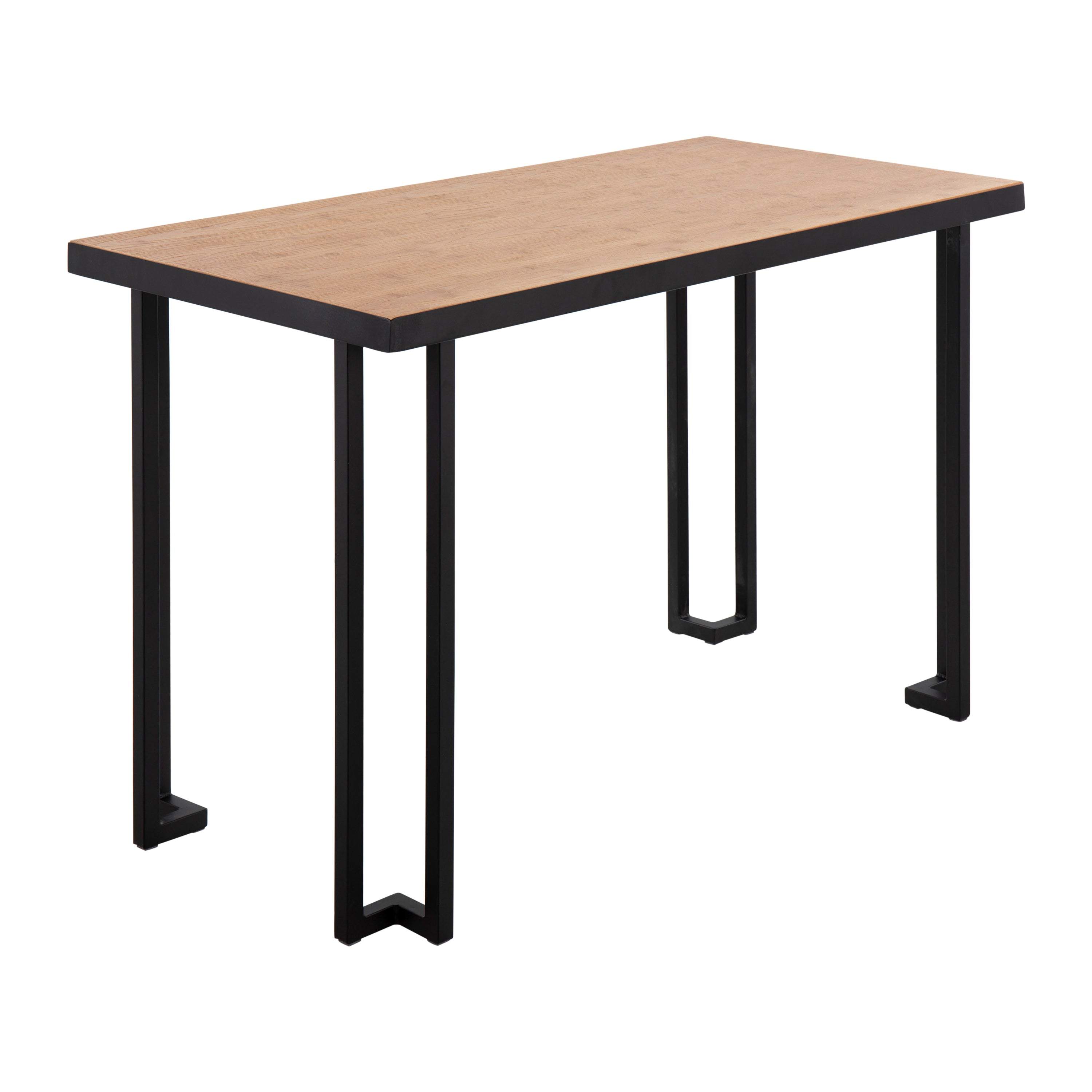 Roman Industrial Desk: Black Steel & Natural Wood Top