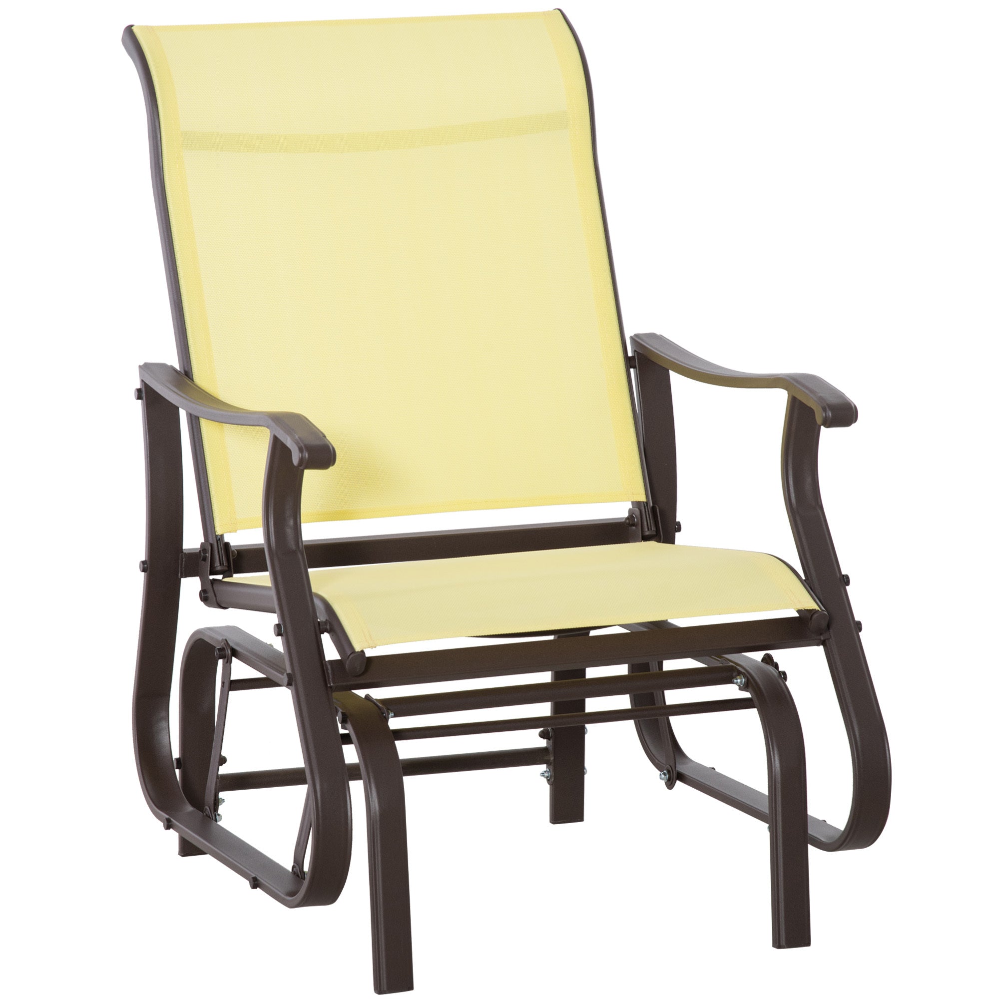 Outdoor Patio Swing Glider Rocking Chair Steel Frame Beige