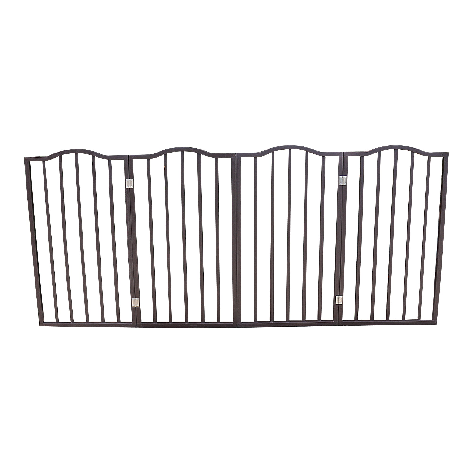 Arc Wooden Folding Freestanding Dog Gate | Dark Brown Pet Gate