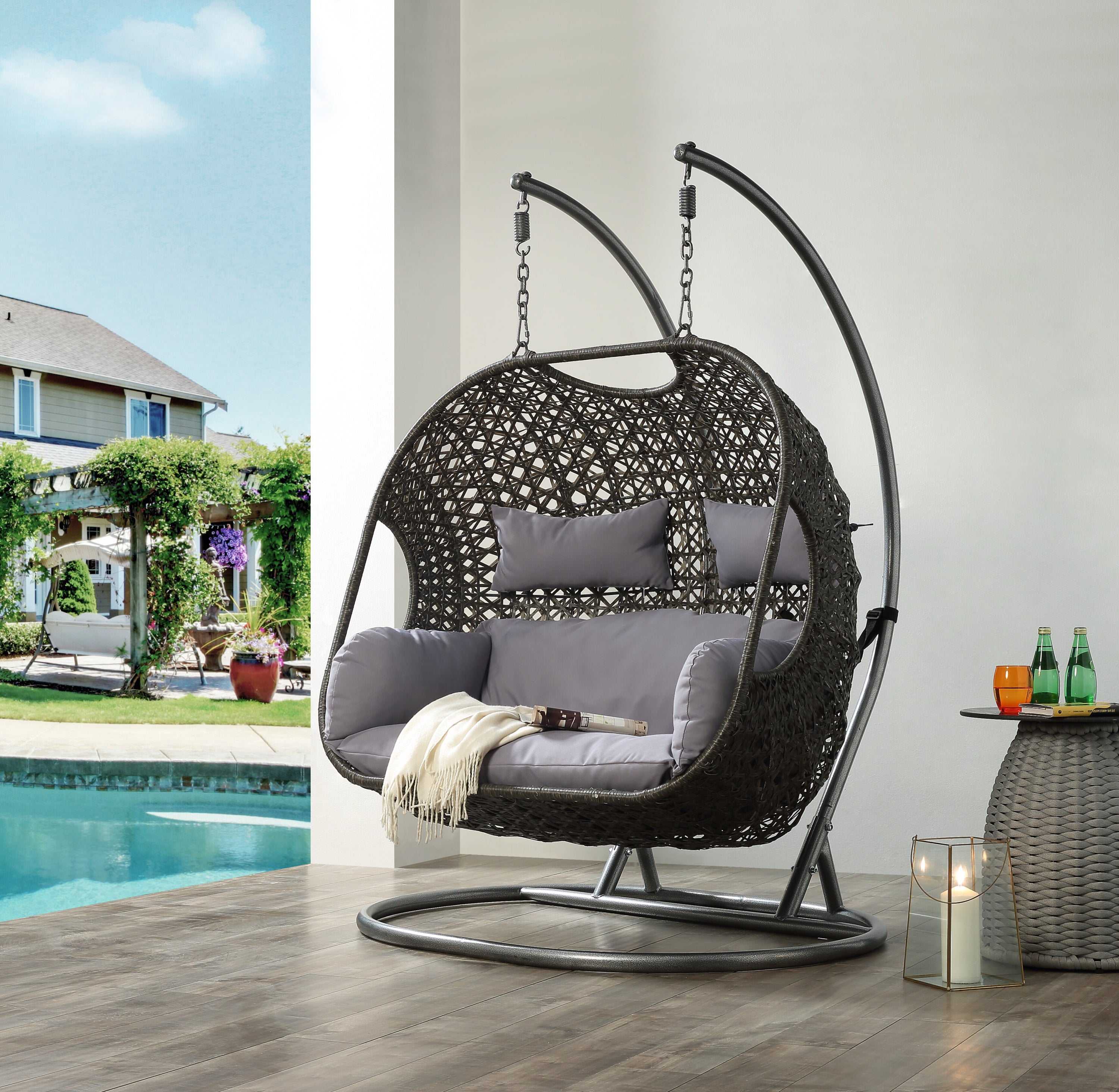 Vasant Fabric & Wicker Hanging Chair: Indoor/Outdoor Comfort