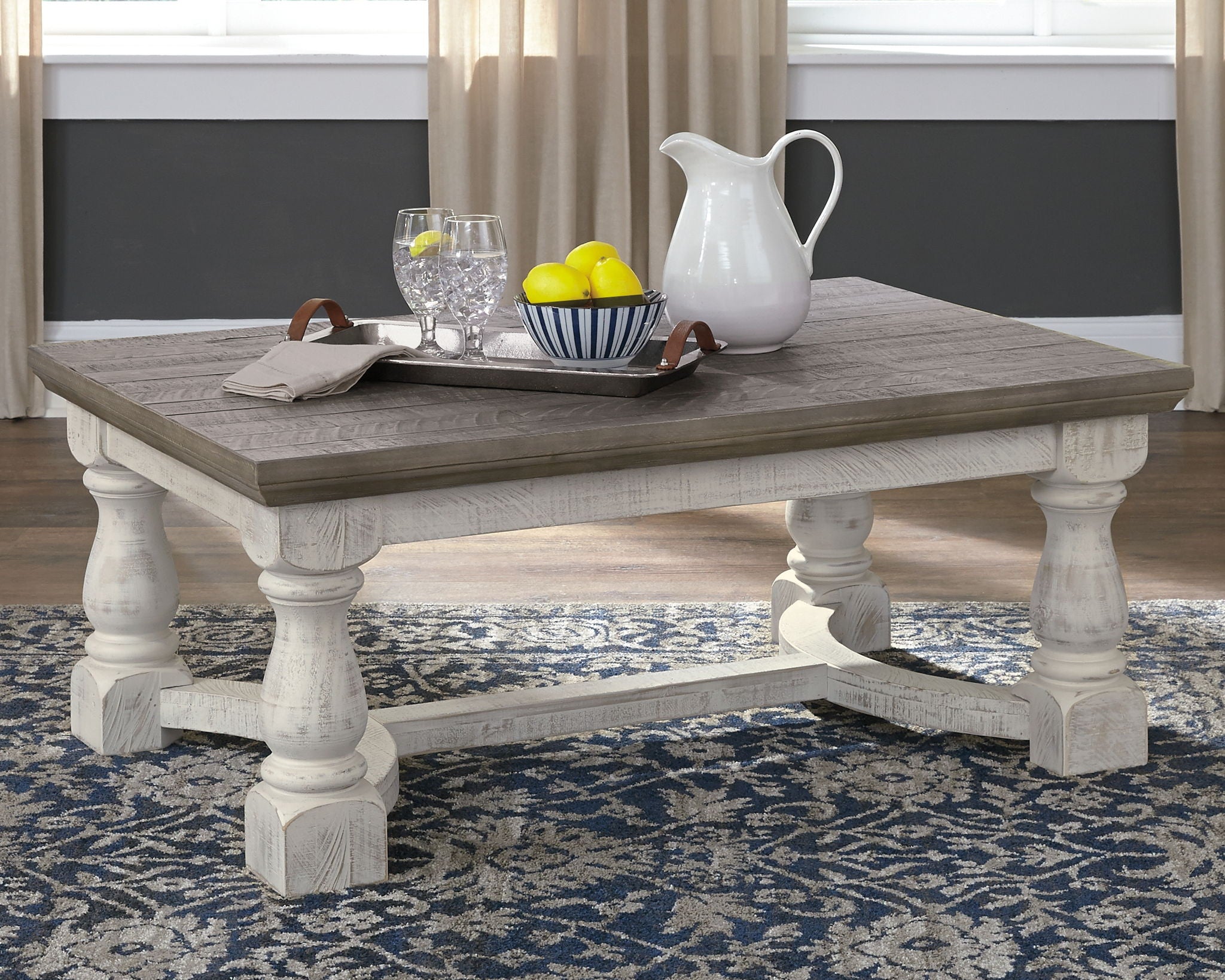 Havalance - Rectangular Cocktail Table - Gray / White