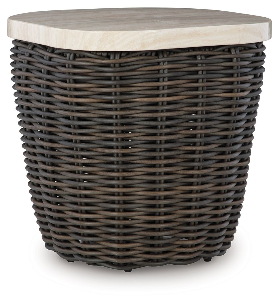 Kimora - Square End Table - Beige / Dark Brown