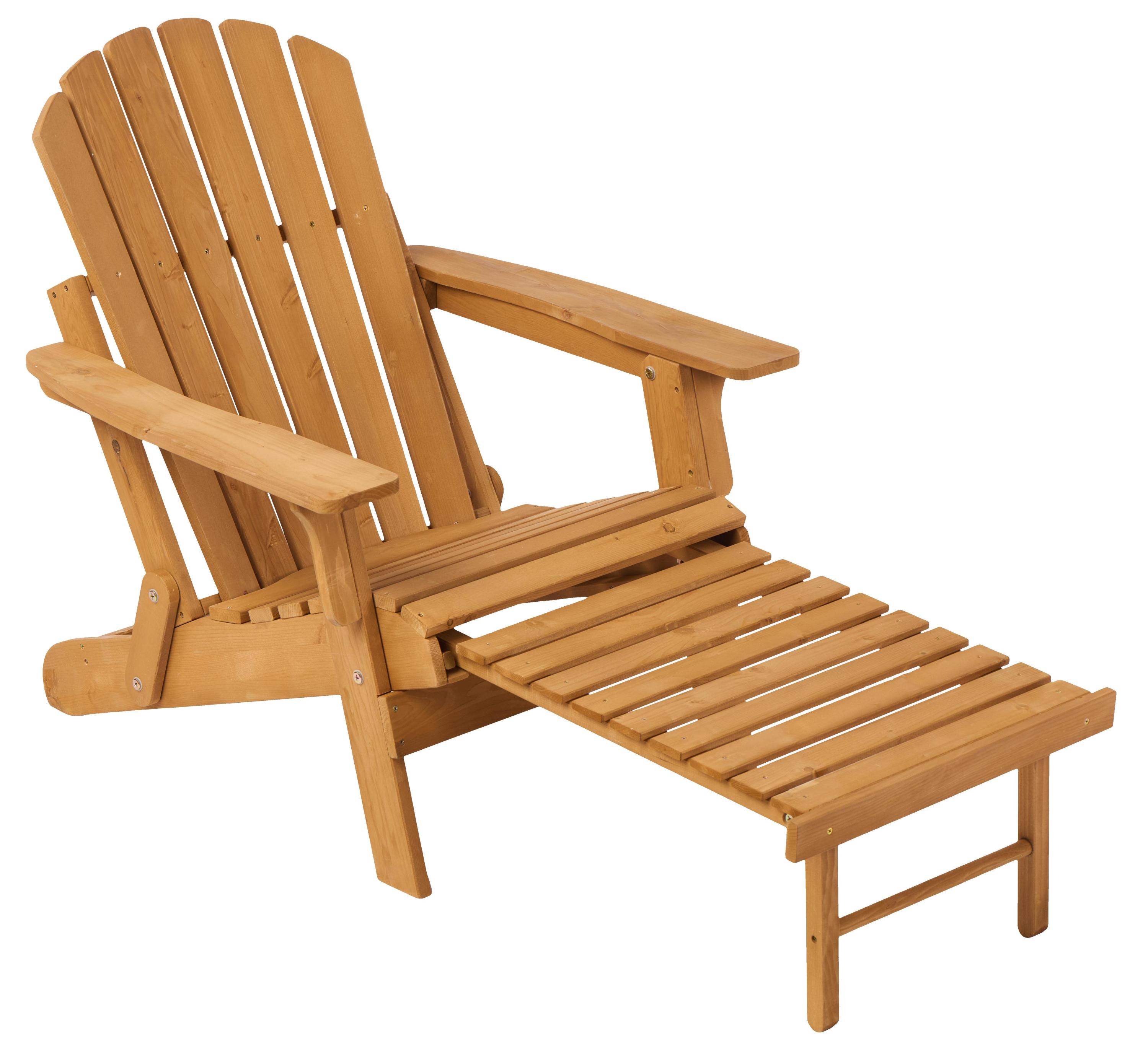 Outdoor Wood Folding Adirondack Chair with Ottoman Patio Deck