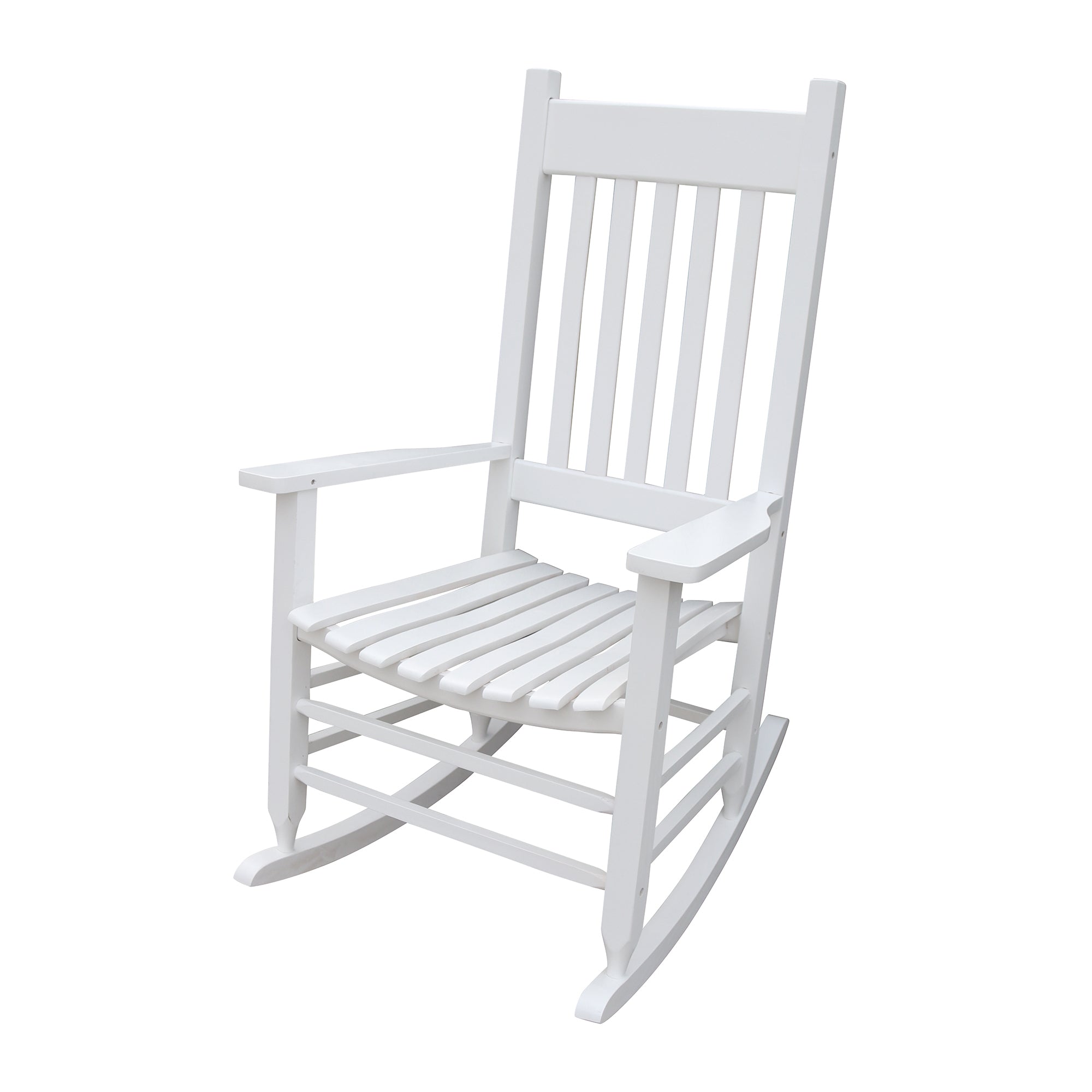 White Populus Wood Classic Porch Rocker Chair Comfortable Design