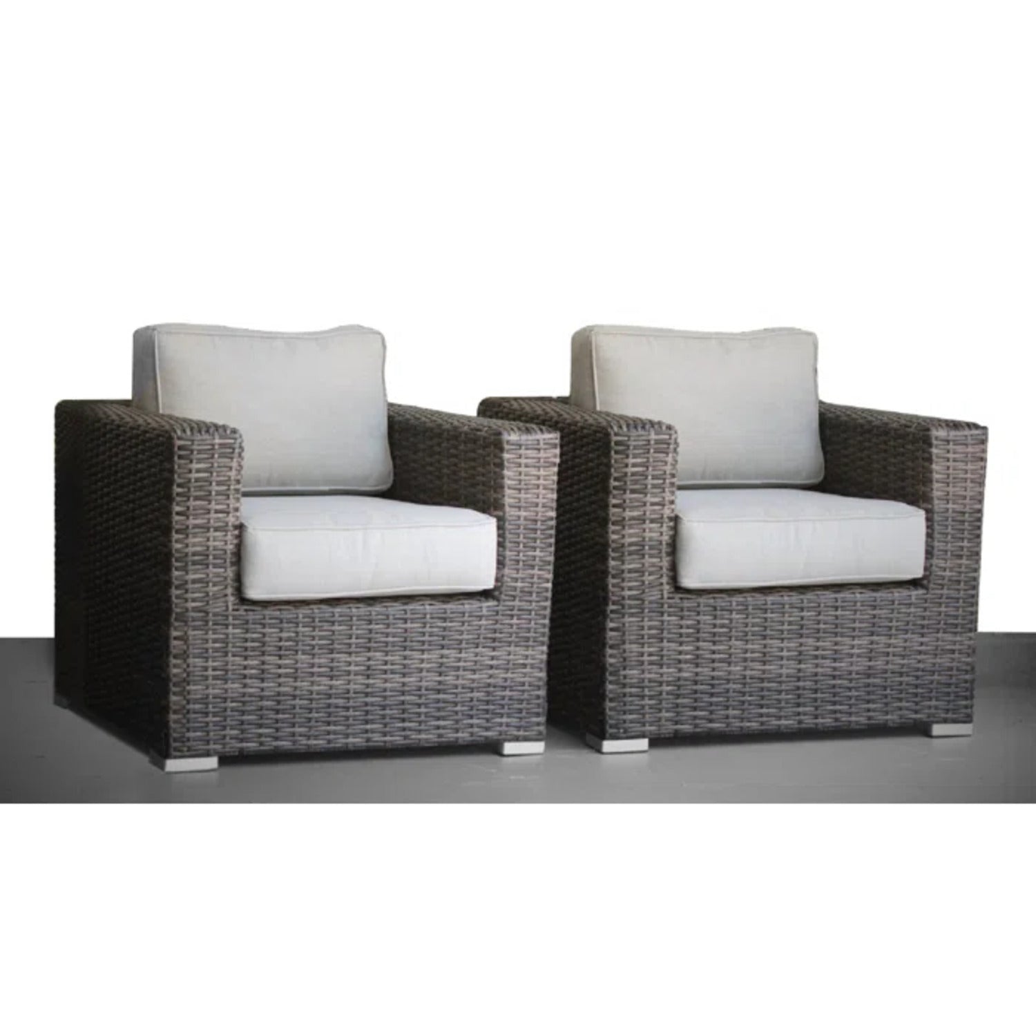 Espresso Grey Wicker Patio Chair - Fully Assembled w/Plush Cushions