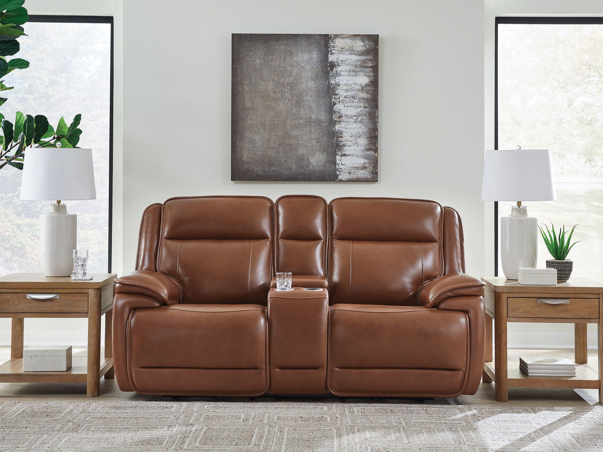 Healy Pier - Power Reclining Loveseat With Console / Adj Headrest - Chocolate