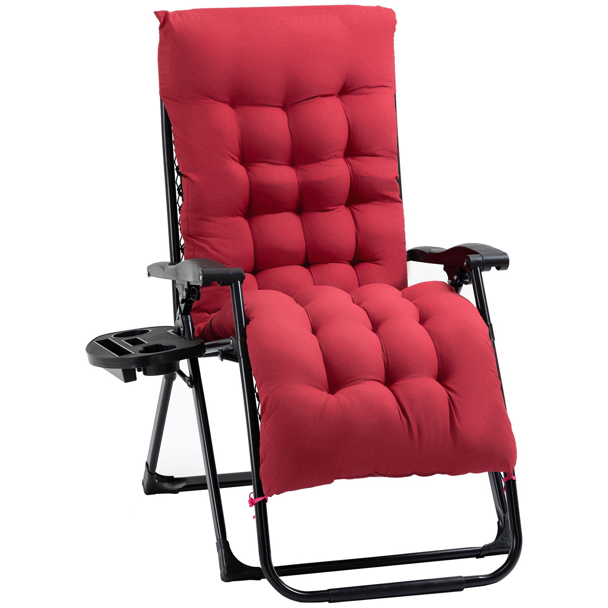 Outsunny Zero Gravity Reclining Lounge Chair w/Side Tray, Red