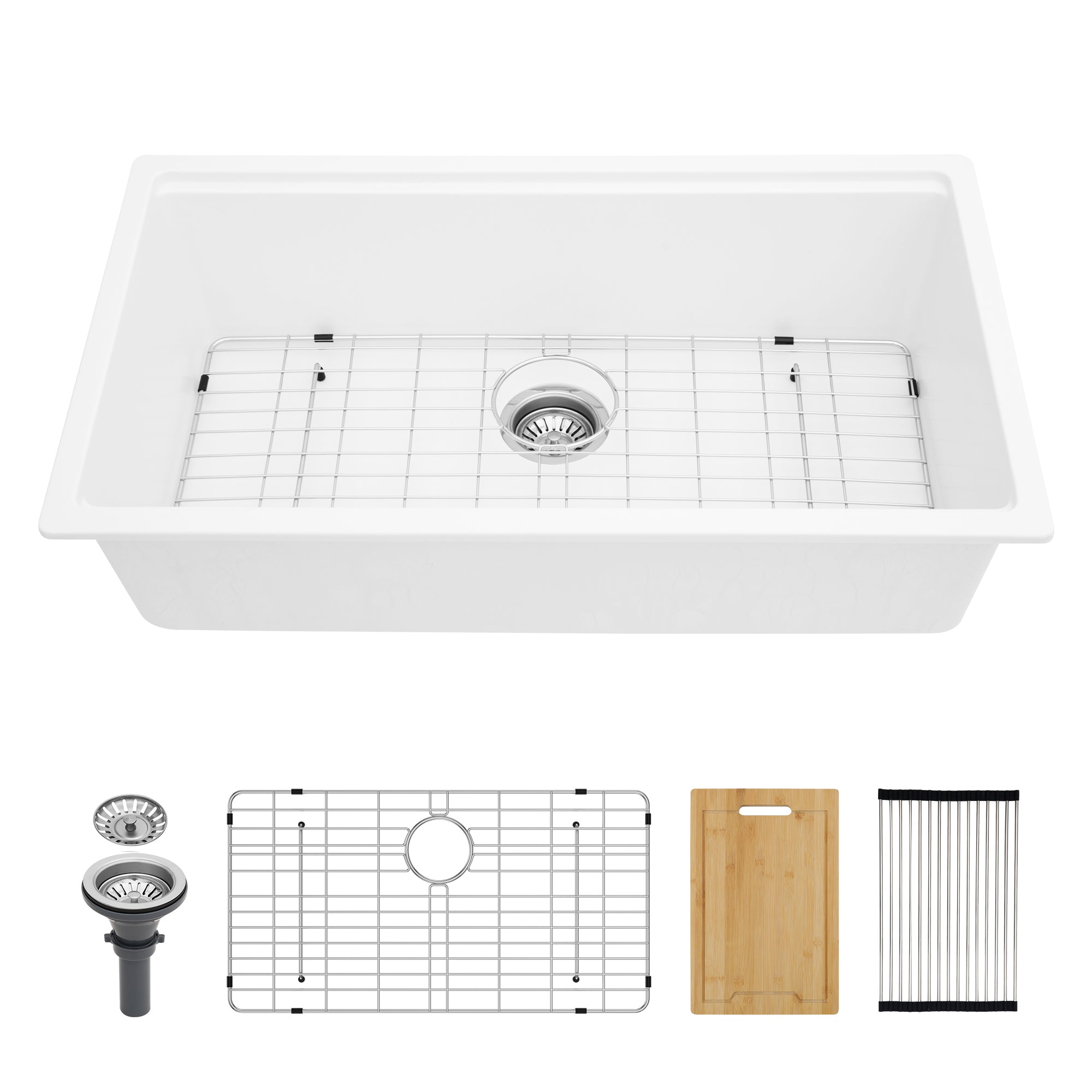 White Granite Quartz Kitchen Sink 32x19"