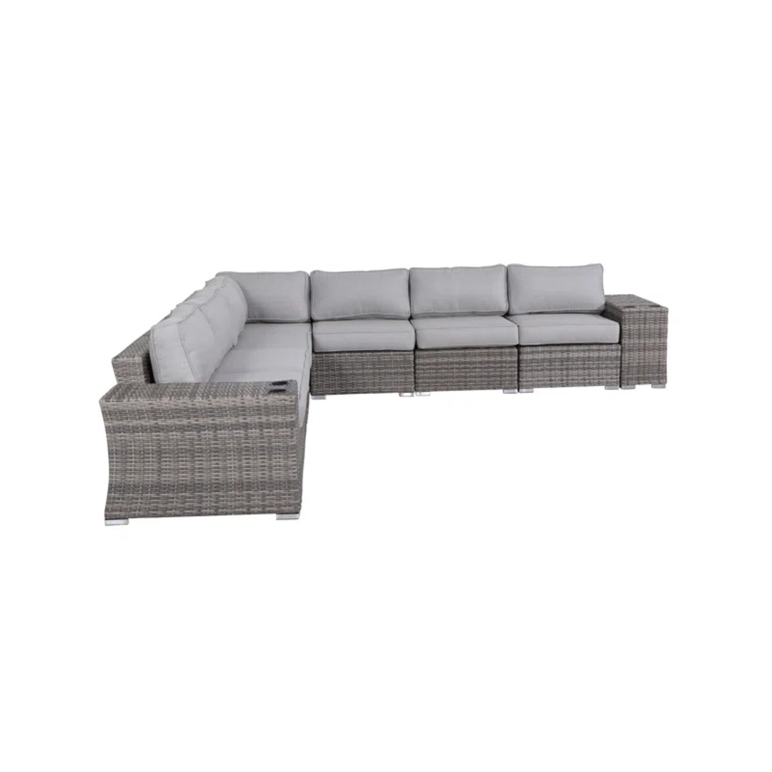 Outdoor Grey Wicker Patio Sofa - Fully Assembled, Quick Setup