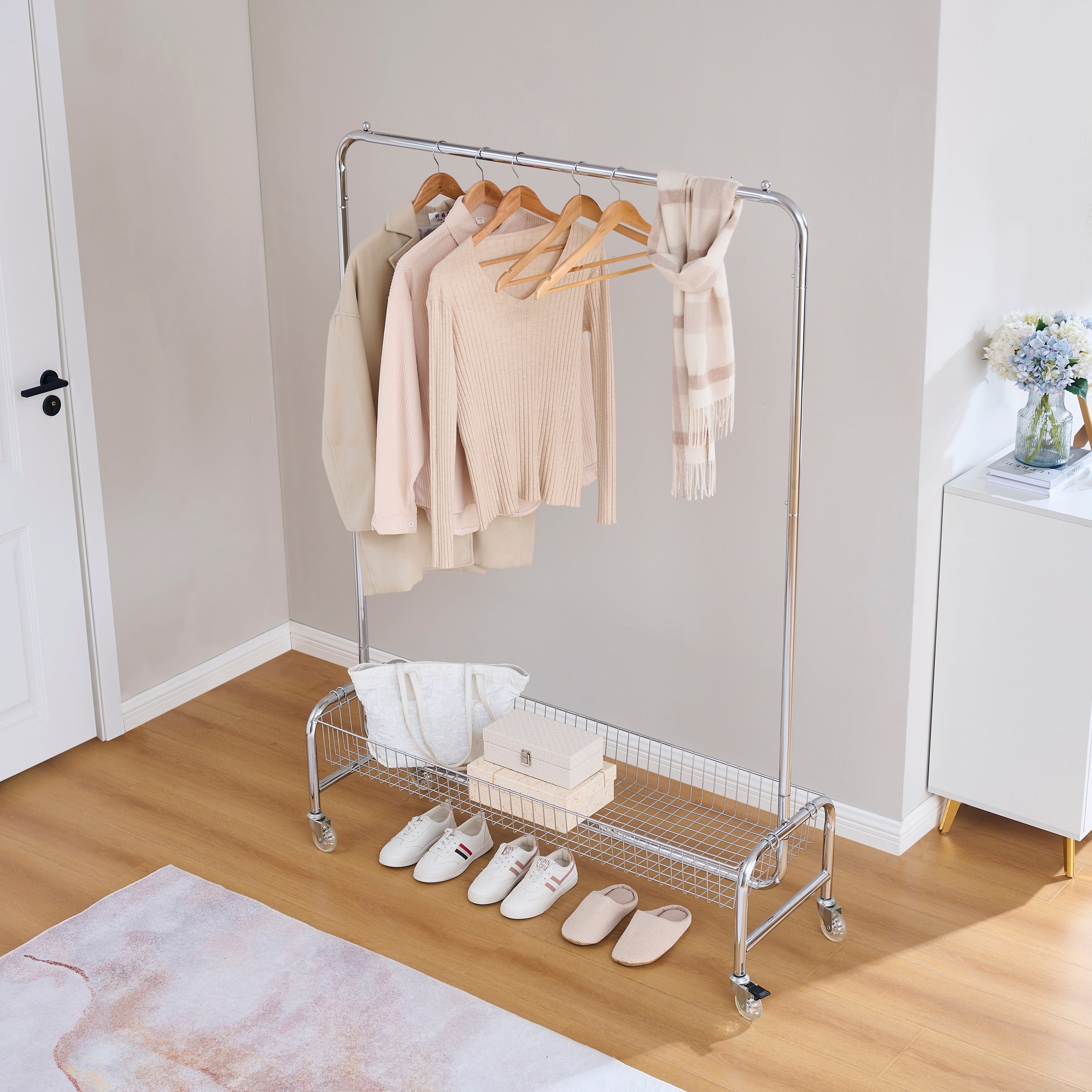 Rolling Garment Rack w/ Basket (2-Pack)