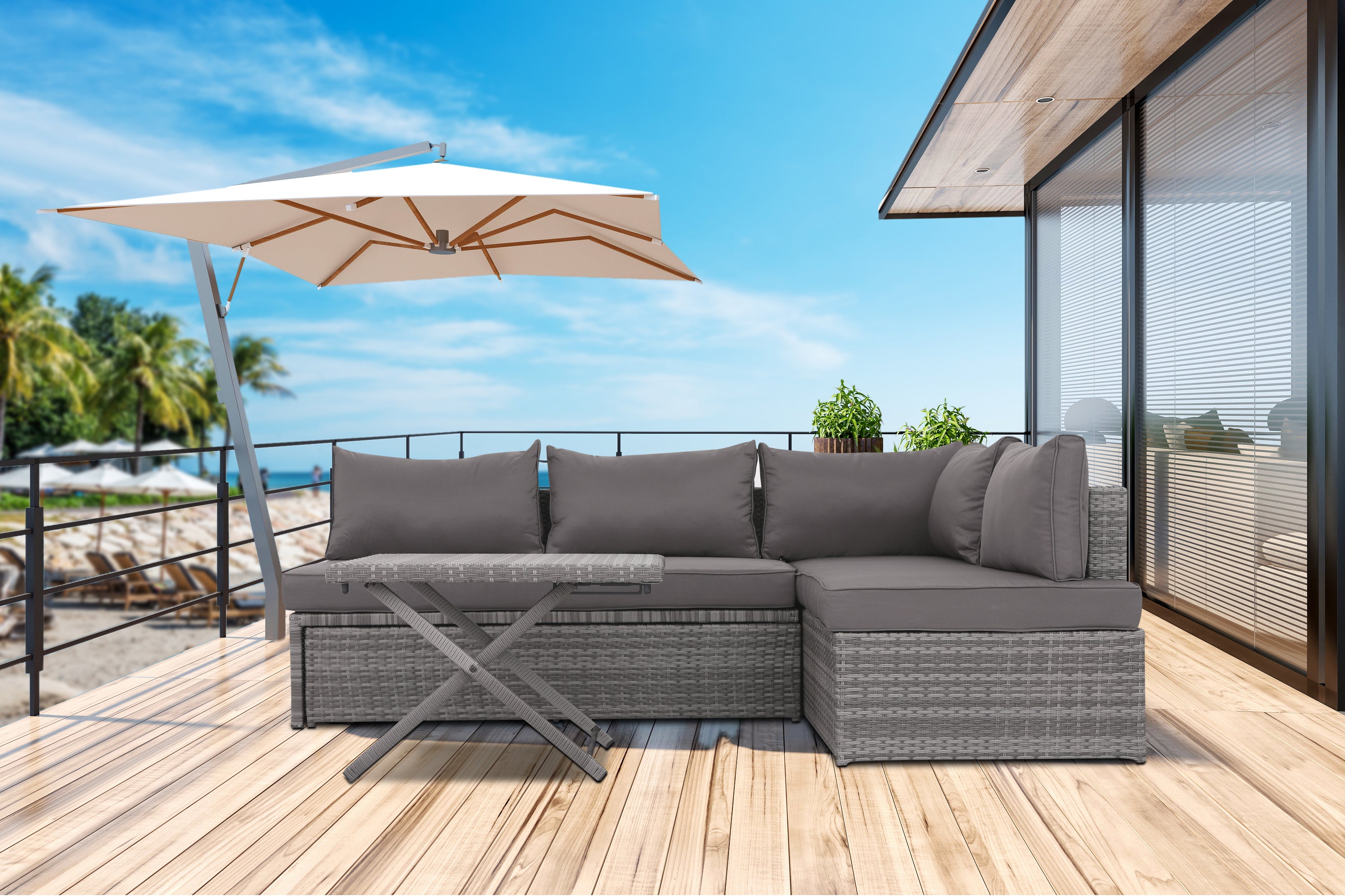 Outdoor Patio Sofa with Cushions - Weather-Resistant Seating