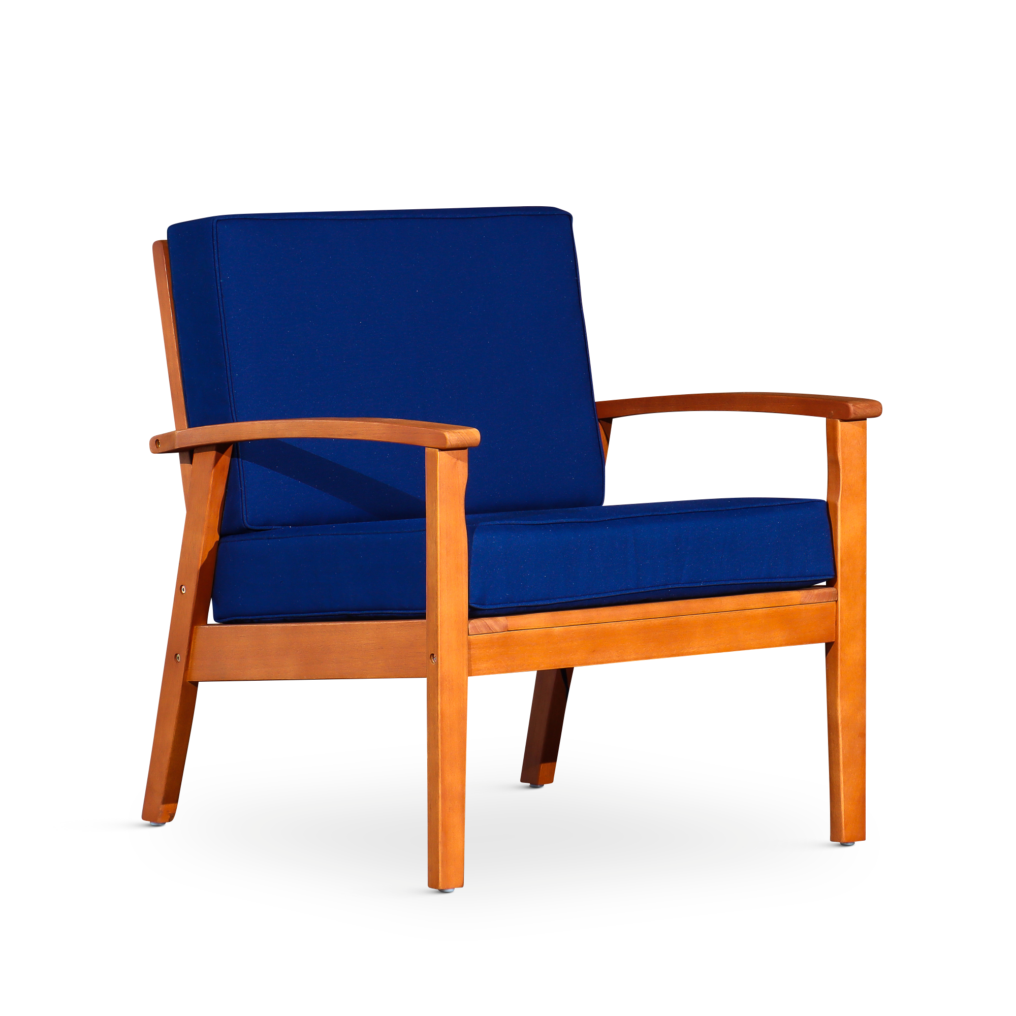 Deep Seat Eucalyptus Chair: Natural Oil, Navy Cushions