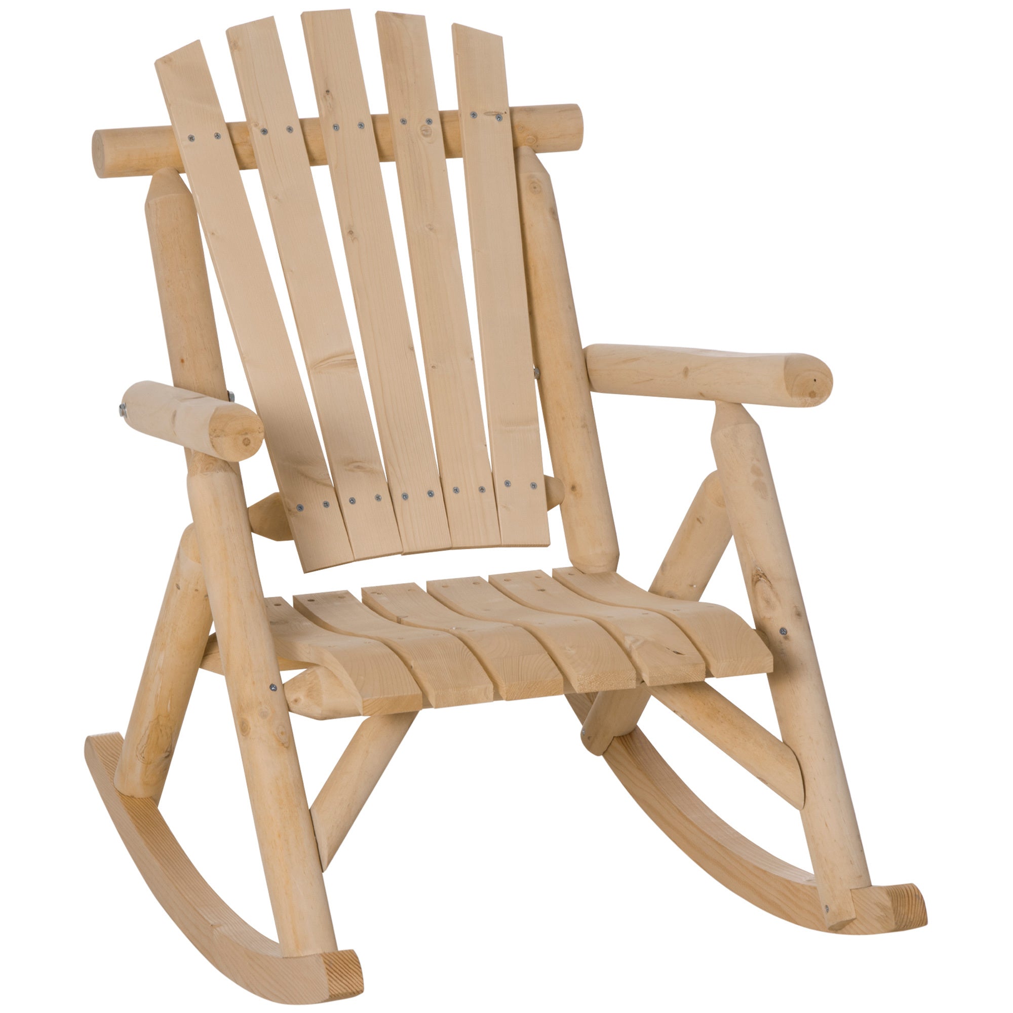 Outsunny Natural Wooden Adirondack Rocking Chair Outdoor Patio
