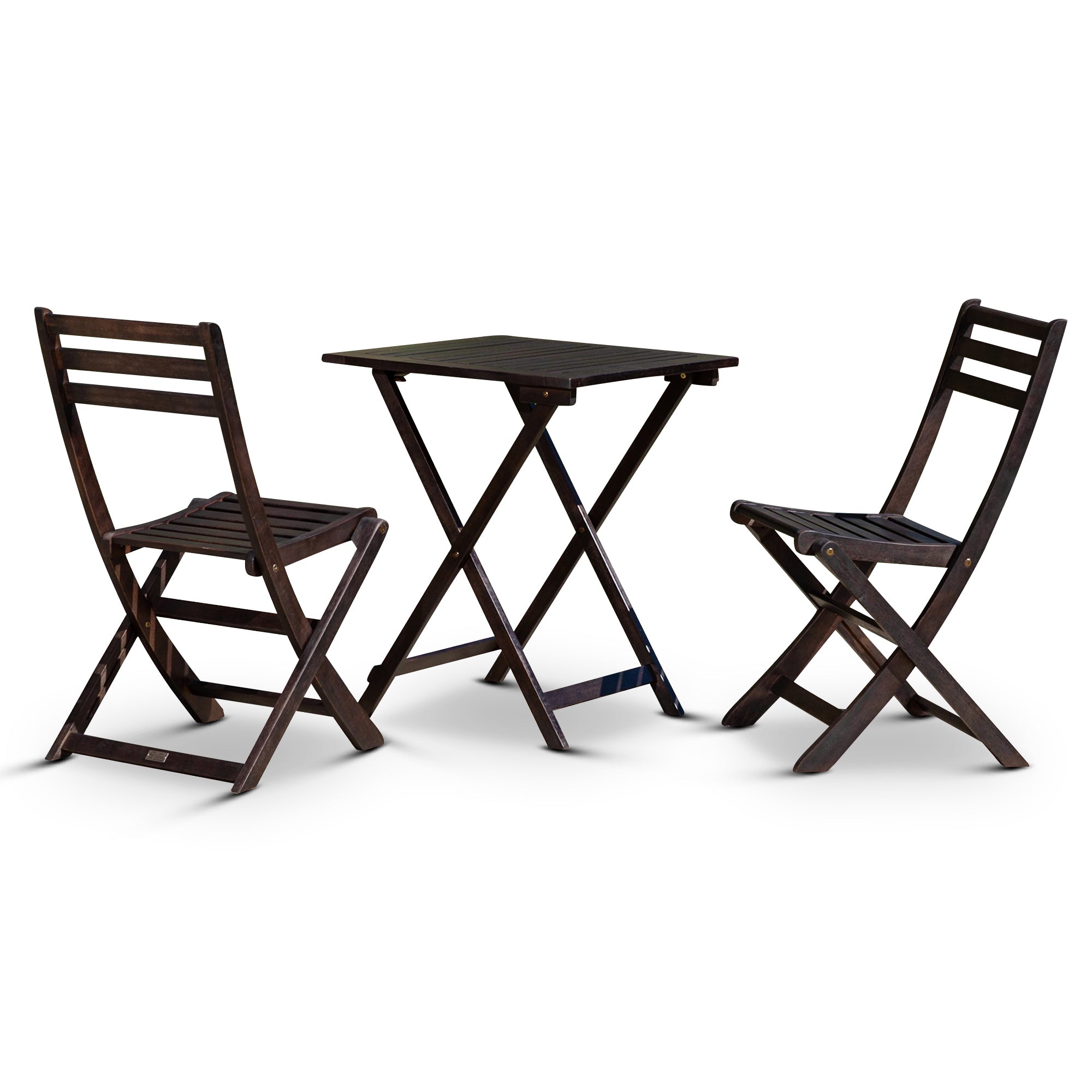 Espresso Square Eucalyptus 3-Piece Patio Bistro Set