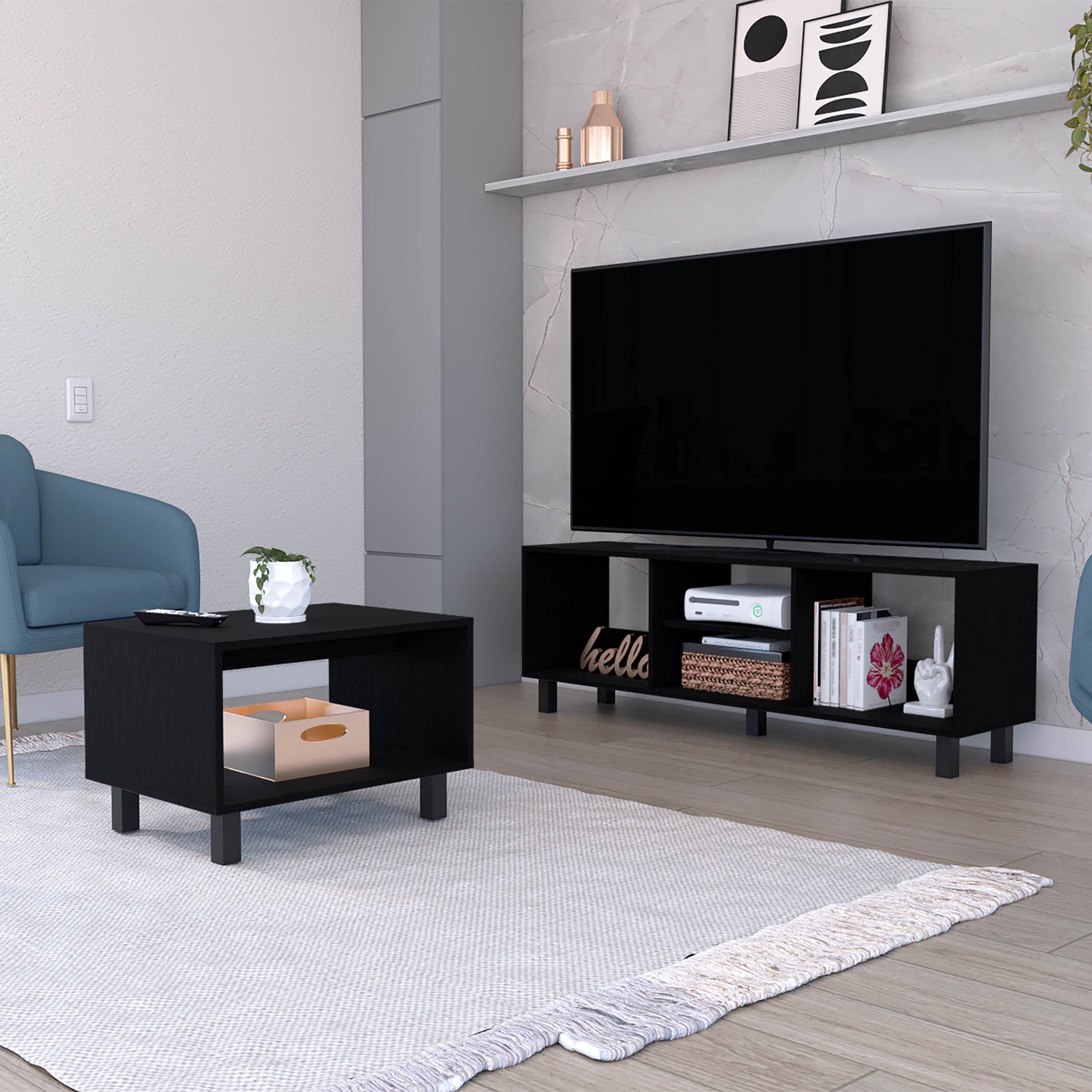 Hoven 2-Piece Living Room Set w/ TV Stand & Coffee Table