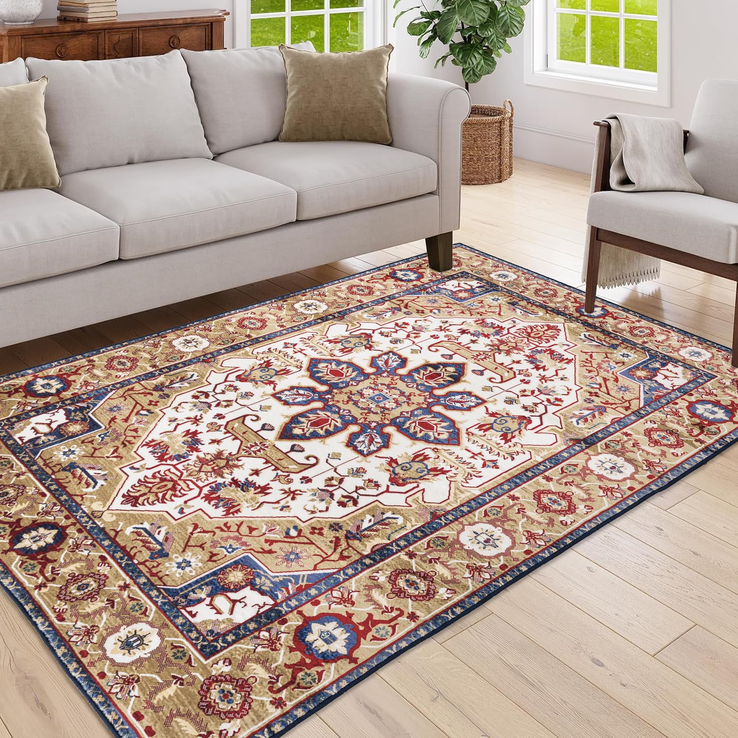 Bohemian 5x7 Area Rug: Vintage Persian Design