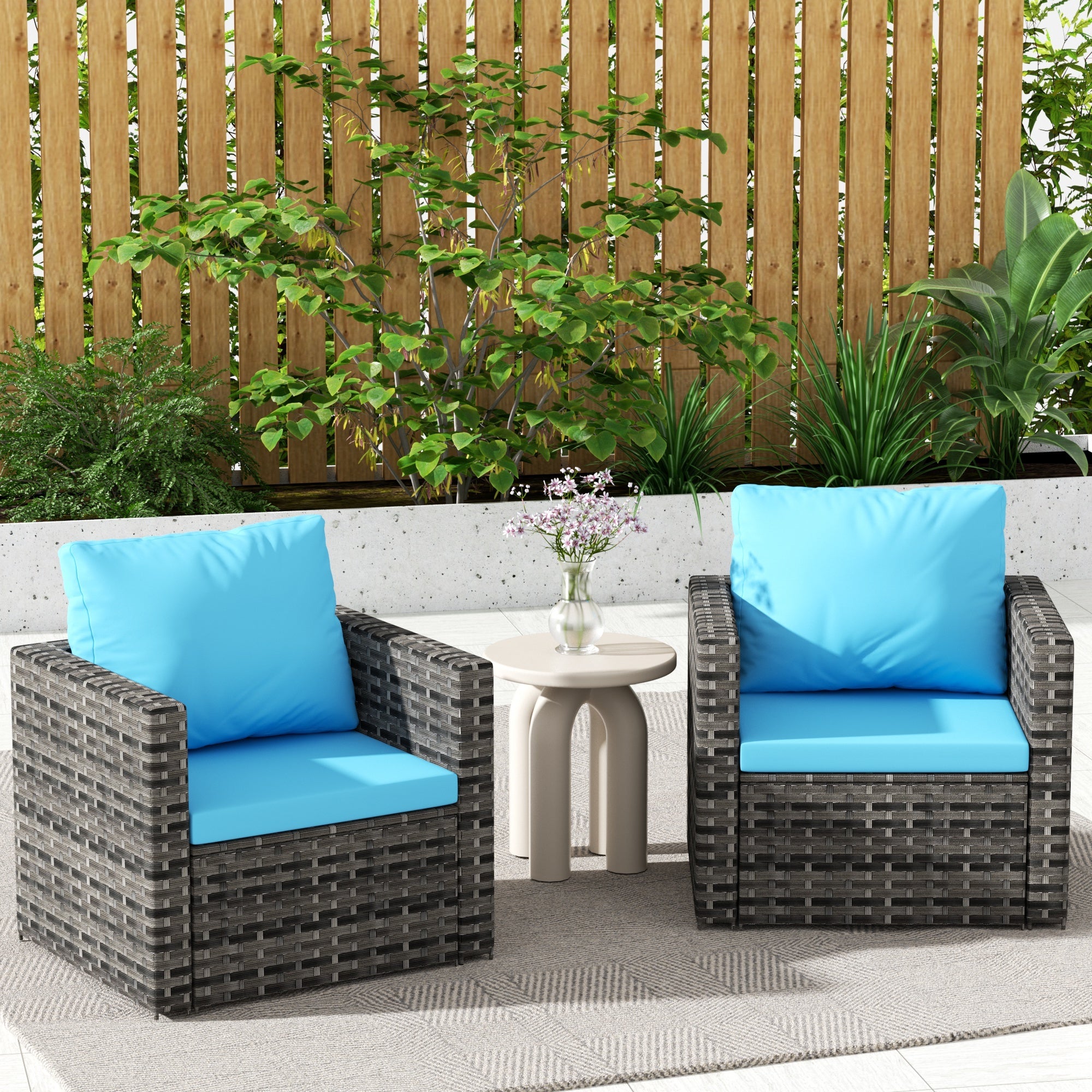 Outdoor Patio Furniture Sets: Rattan Wicker 2-Person Sofa Set