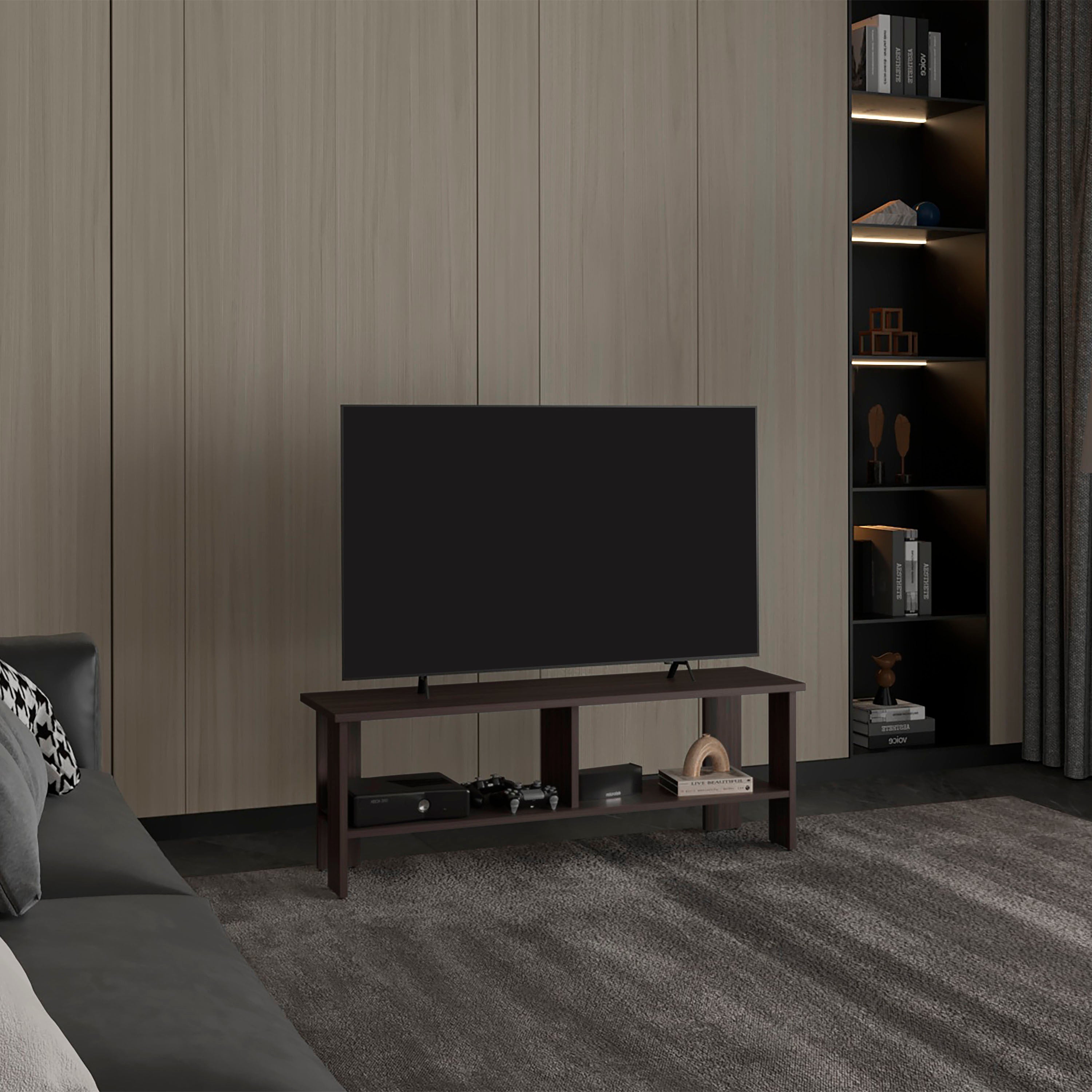 Navia 47" TV Stand w/ Shelves - Dark Walnut